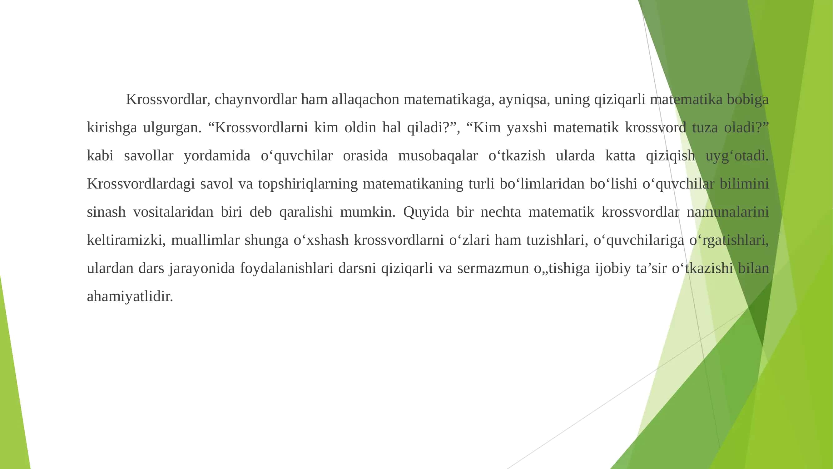 Matematik Krossvordlar va Rebuslar 2
