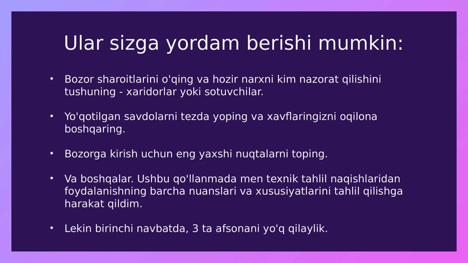 Texnik tahlil naqishlari 2