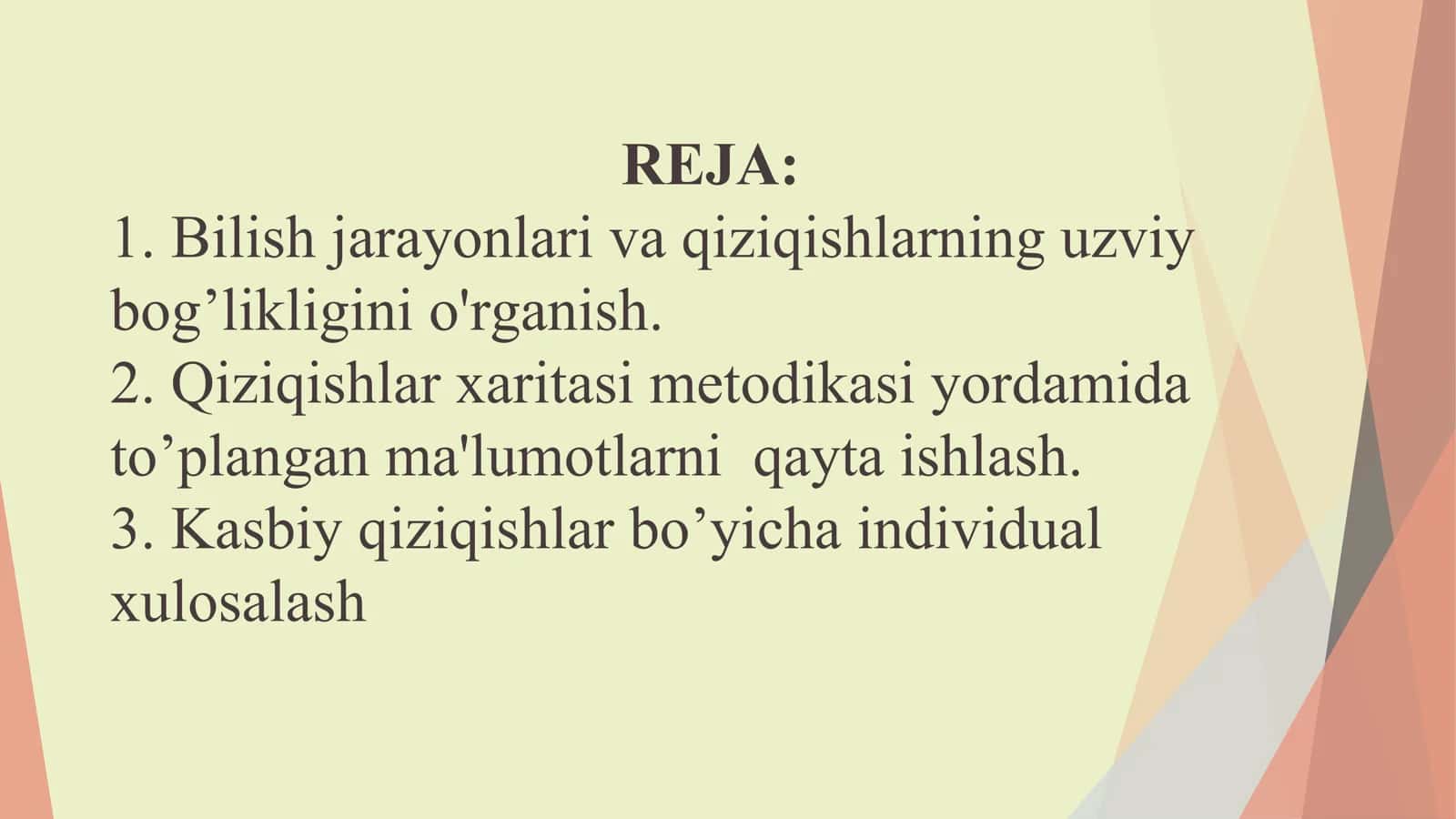 Kasbiy qiziqish va layoqatlarni eksperimental o'rganish 2