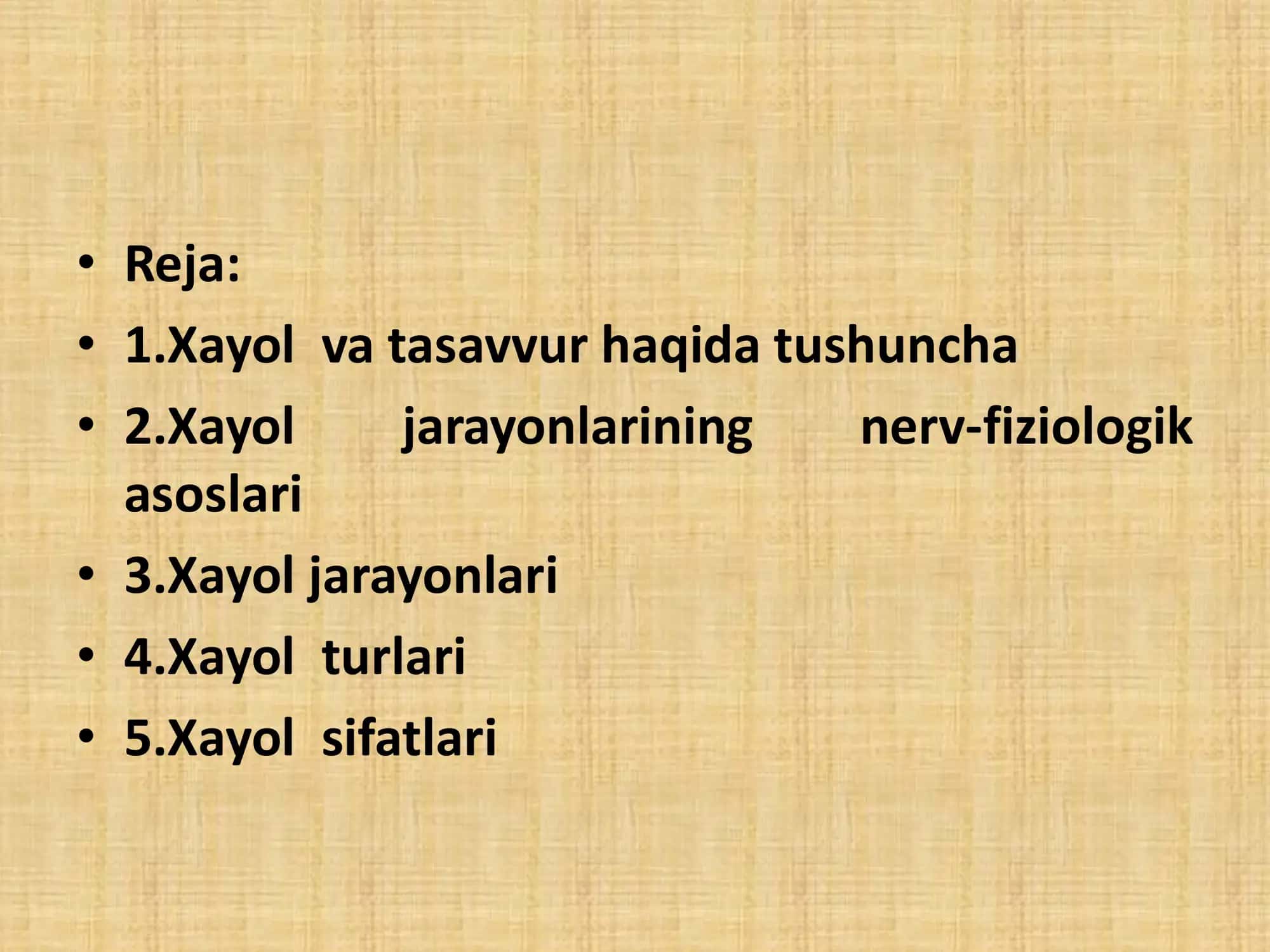 Xayol to`g`risida 2