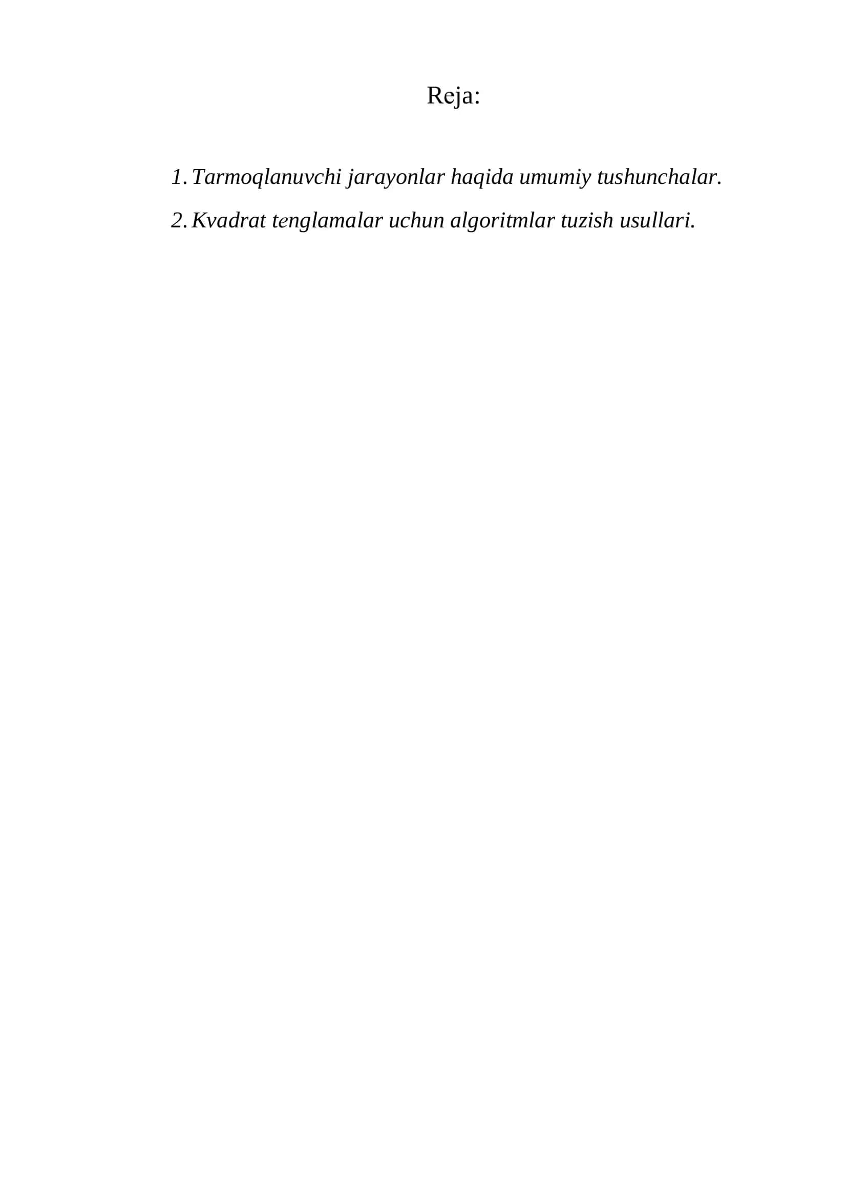Tarmoqlanuvchi jarayonlar 2