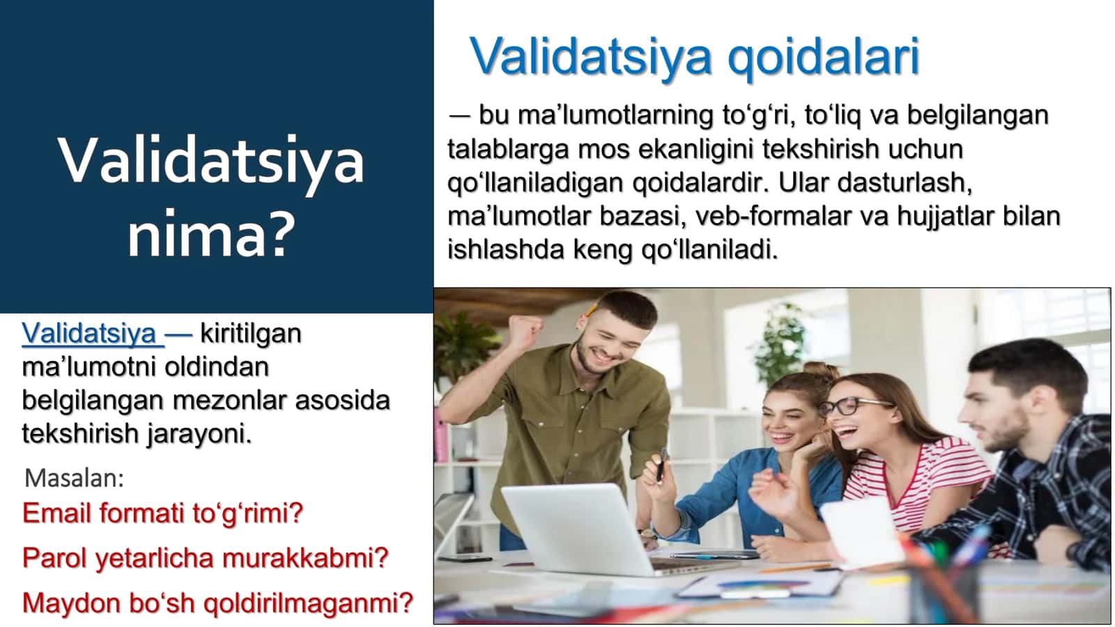 Validatsiya qoidalari 2