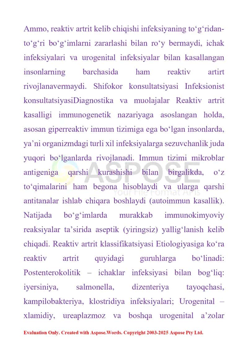 Reaktiv artritlar 2