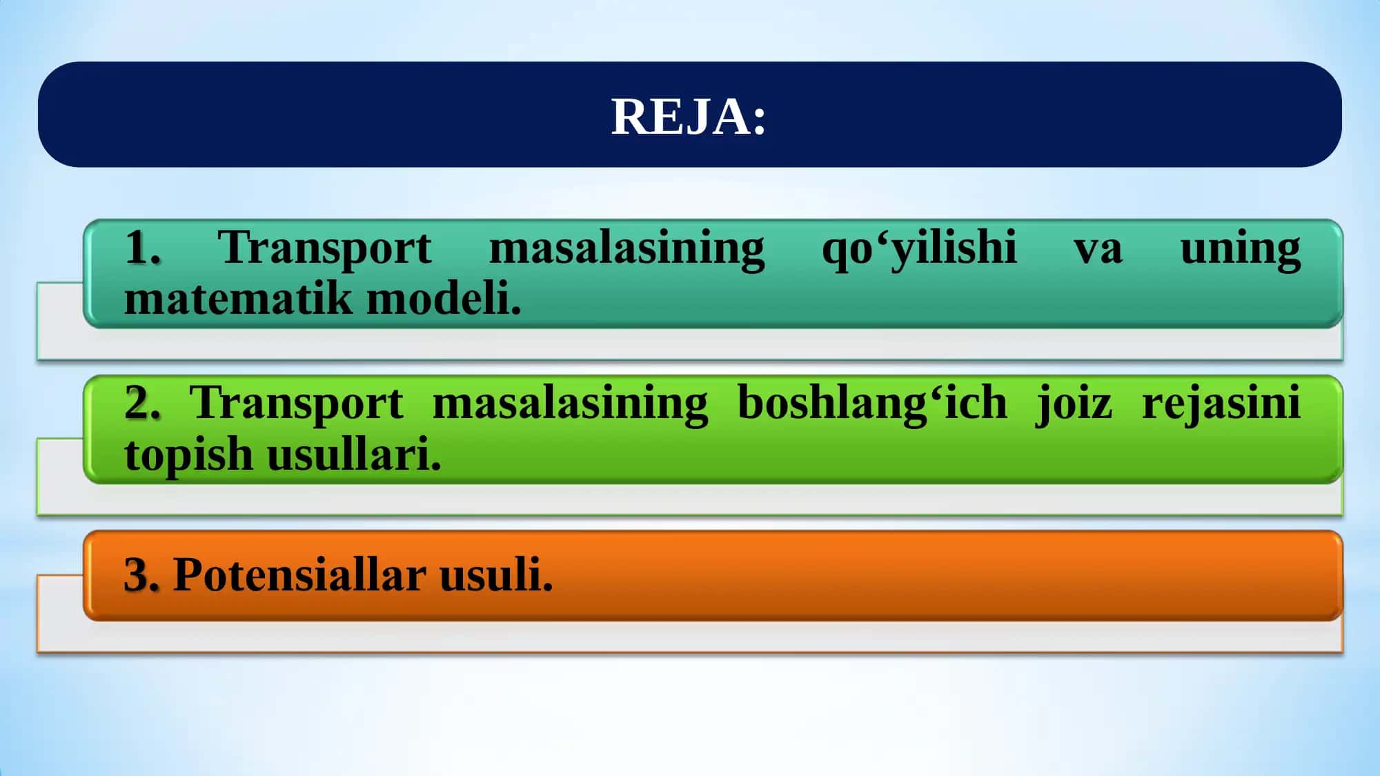 Amaliy matematika 1: Transport masalasi 2
