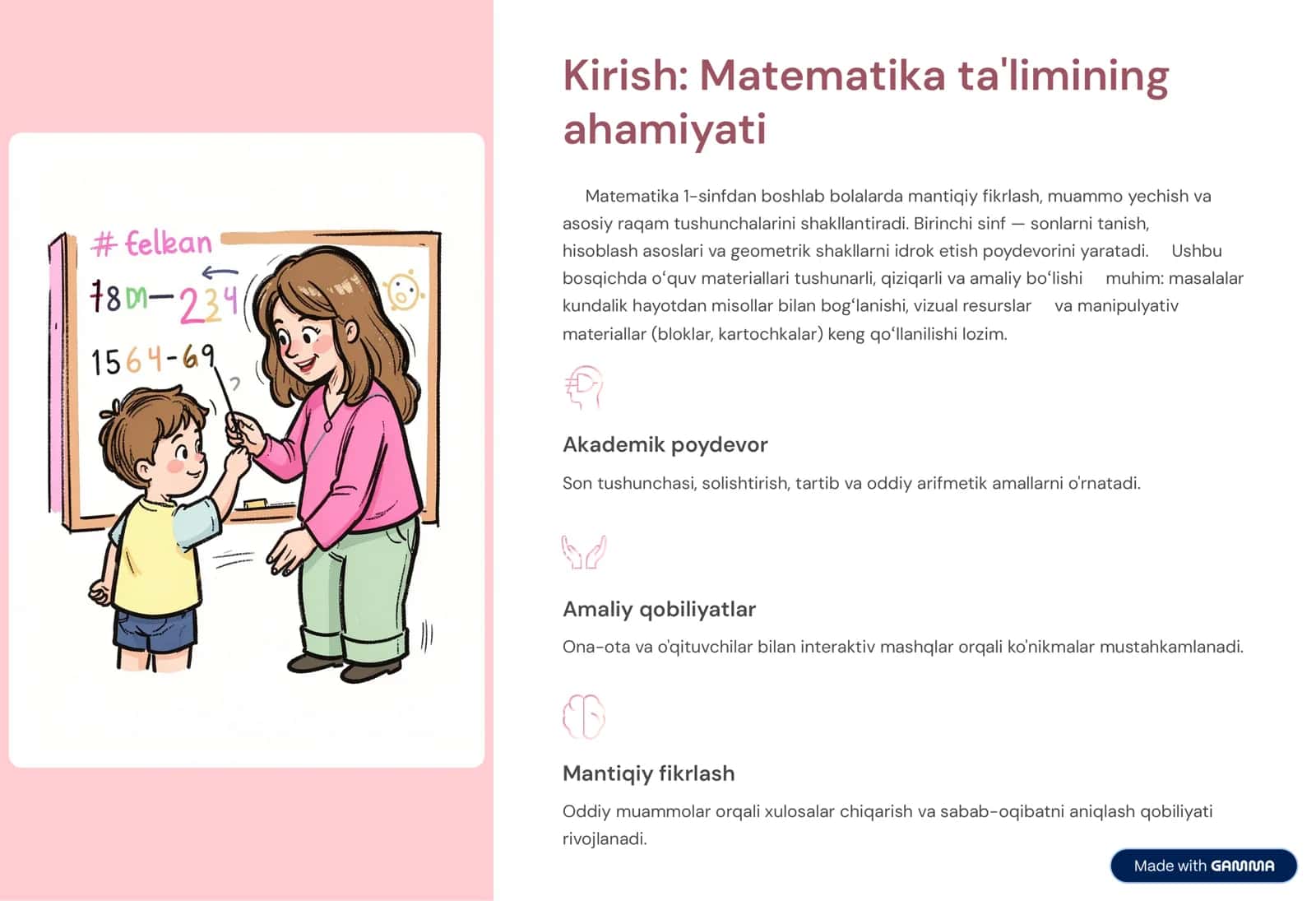 Boshlang'ich sinf matematika darsliklari (1-sinf) tahlili 2