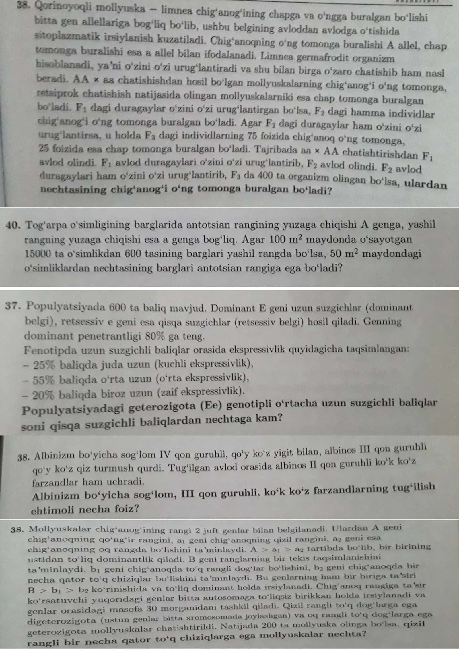 Genetika milliy sertifikat 10ta eng murakkab masalalar 2