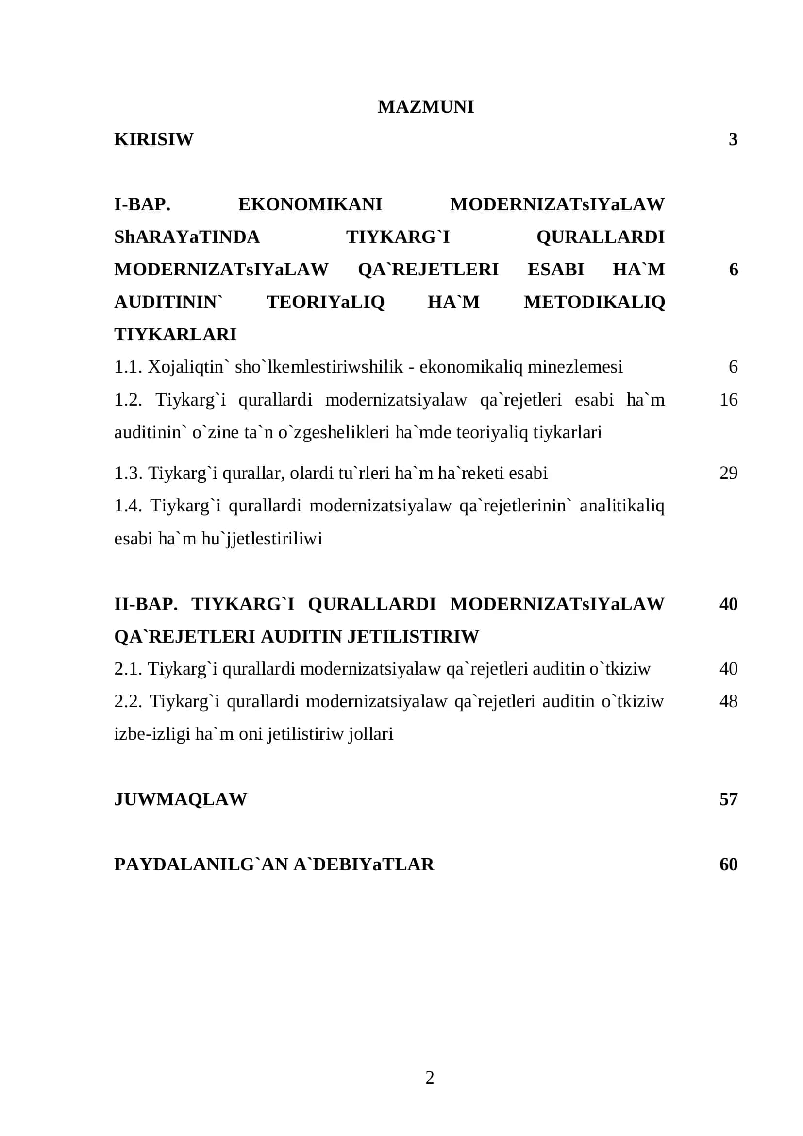 PITKERIW QA`NIGELIK JUMISI 2