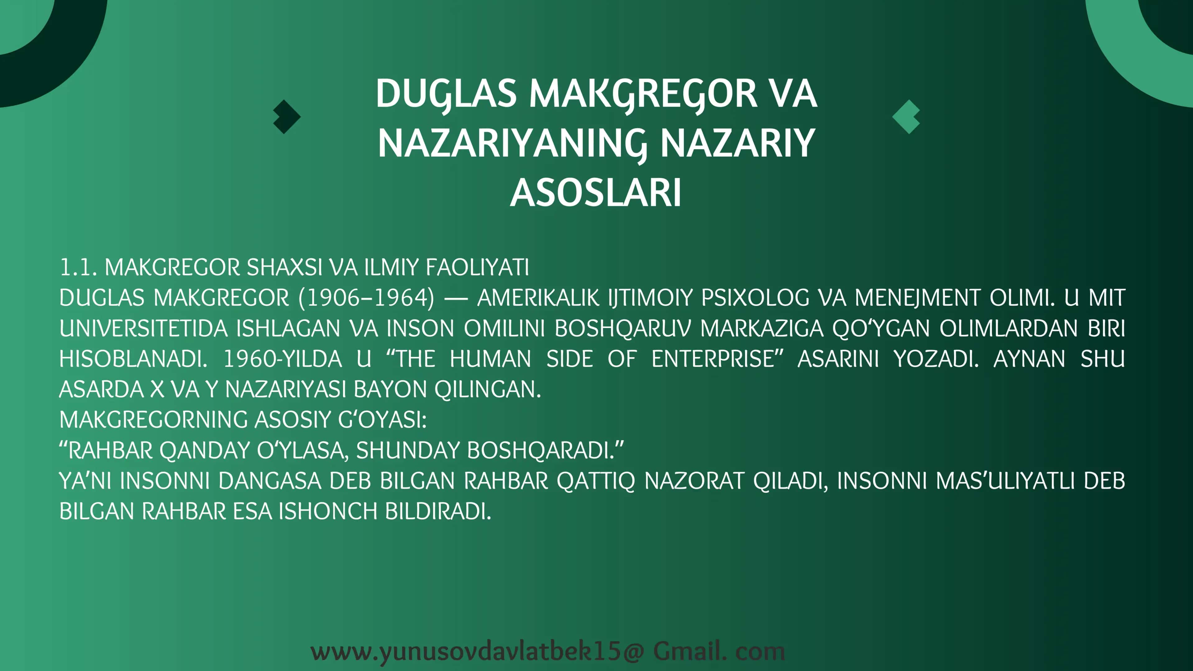X va Y nazariyasi 2