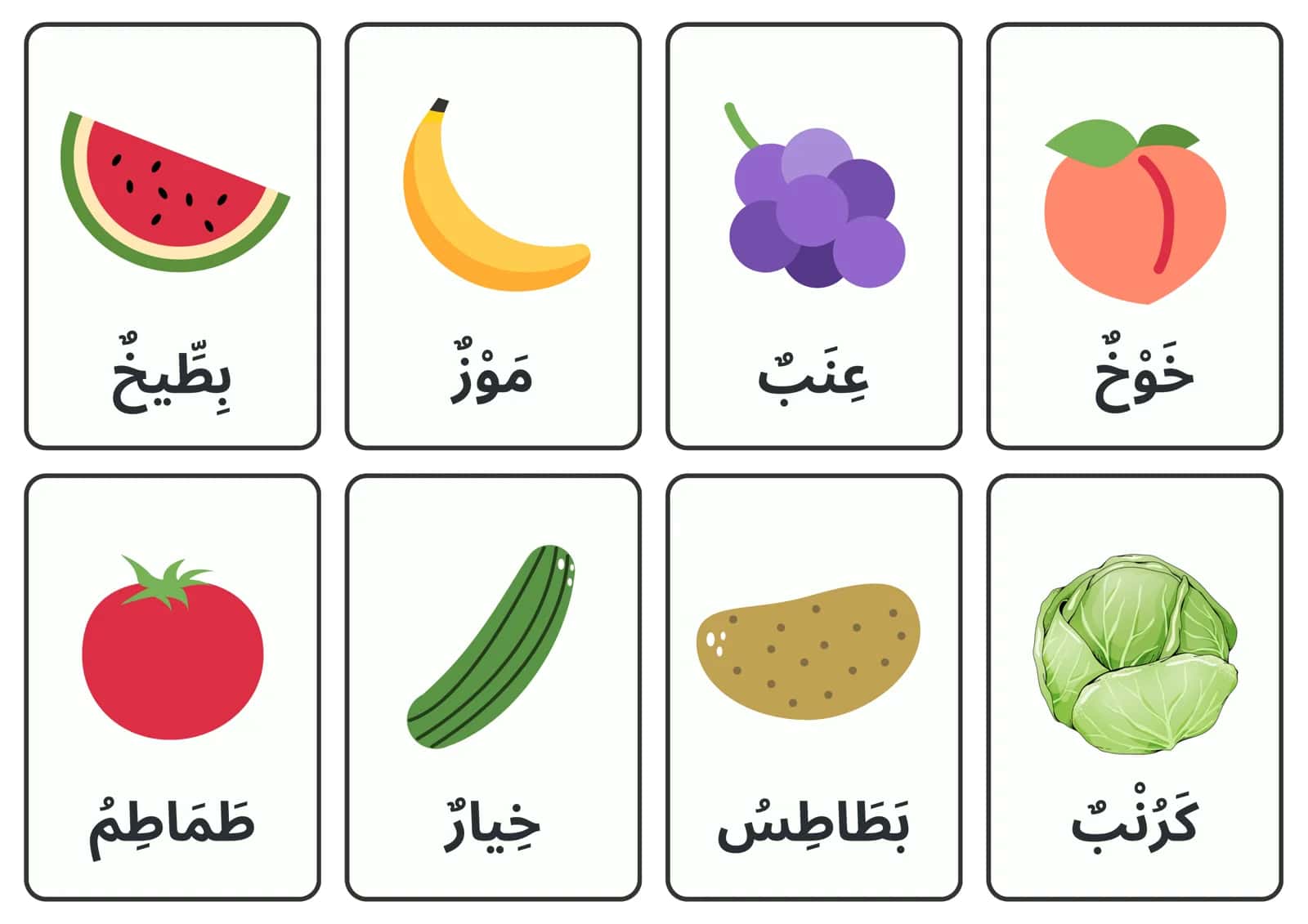 CARDS Arab tilida mevalar 2