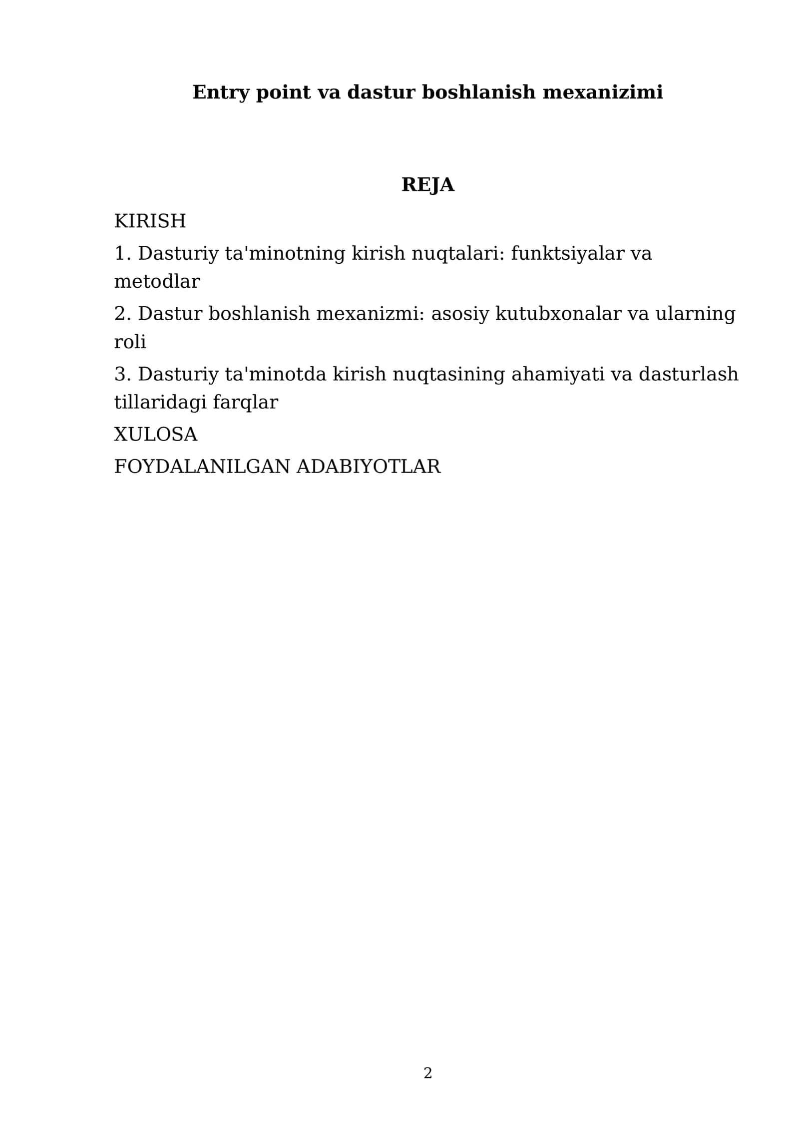 Entry point va dastur boshlanish mexanizmi 2