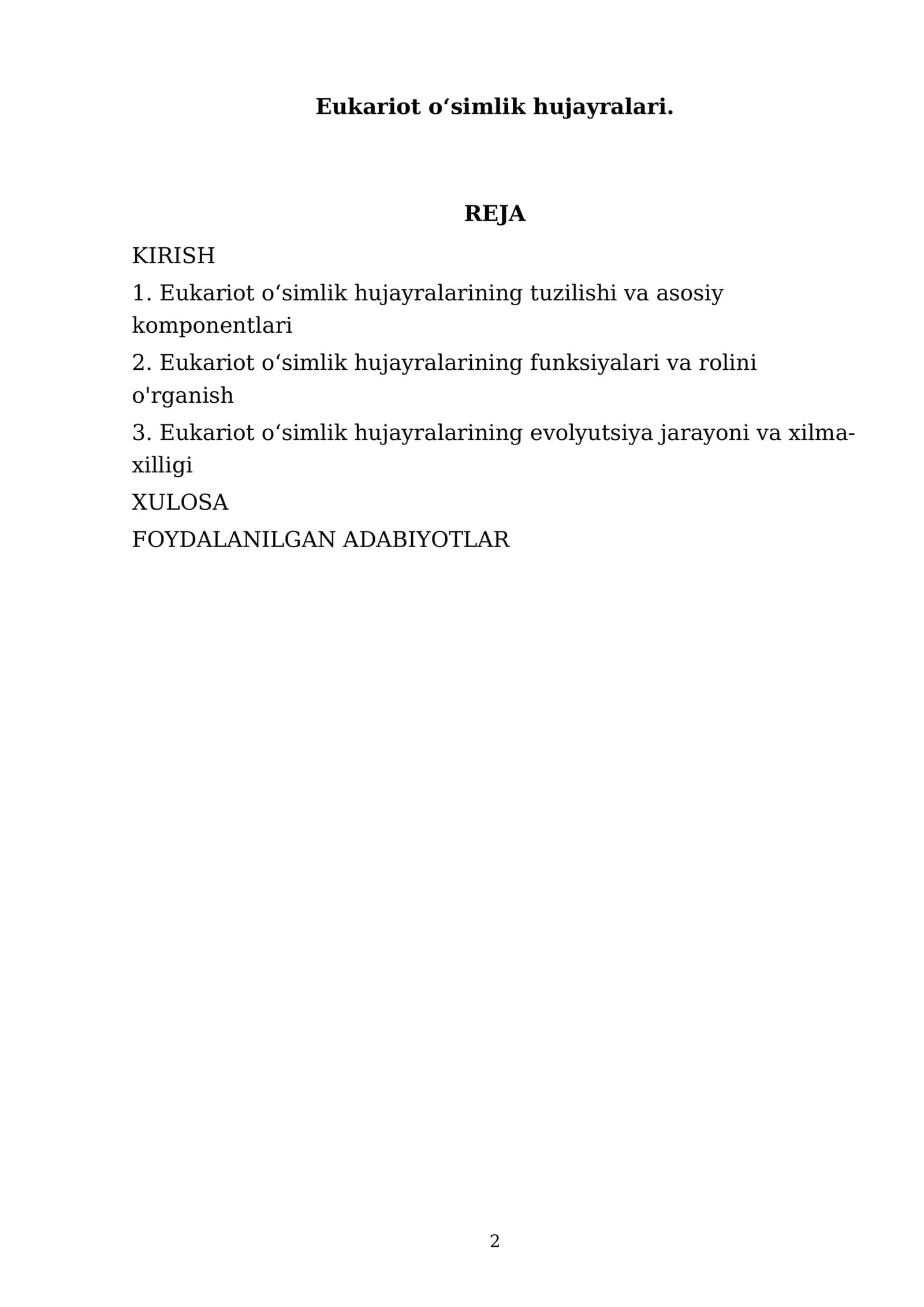 Eukariot oʻsimlik hujayralari 2