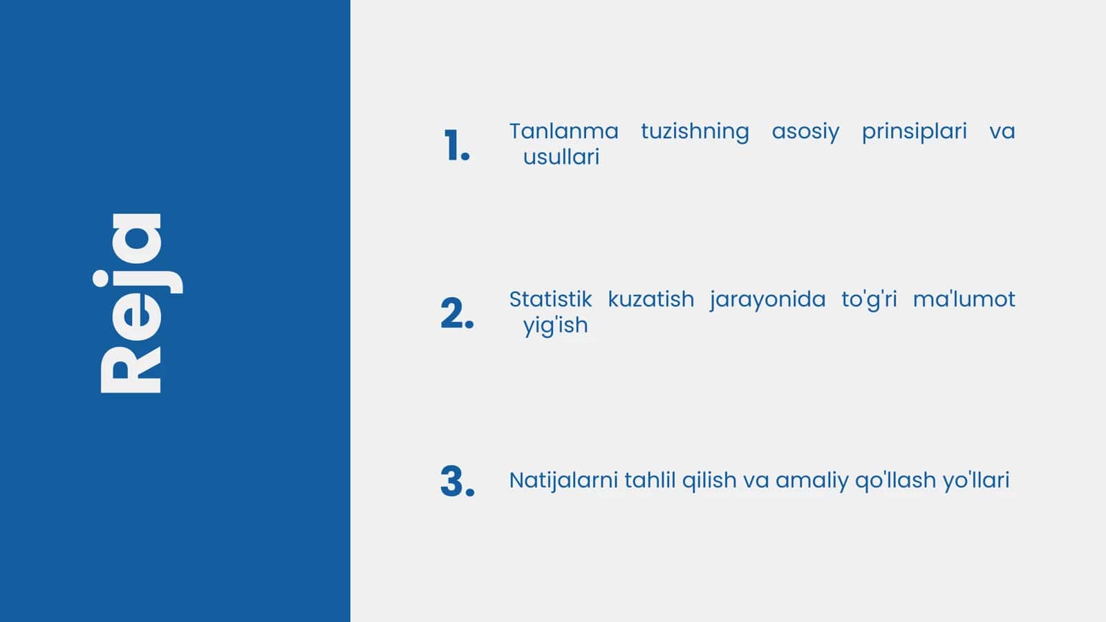 Tanlanma tuzish va statistik kuzatish 2