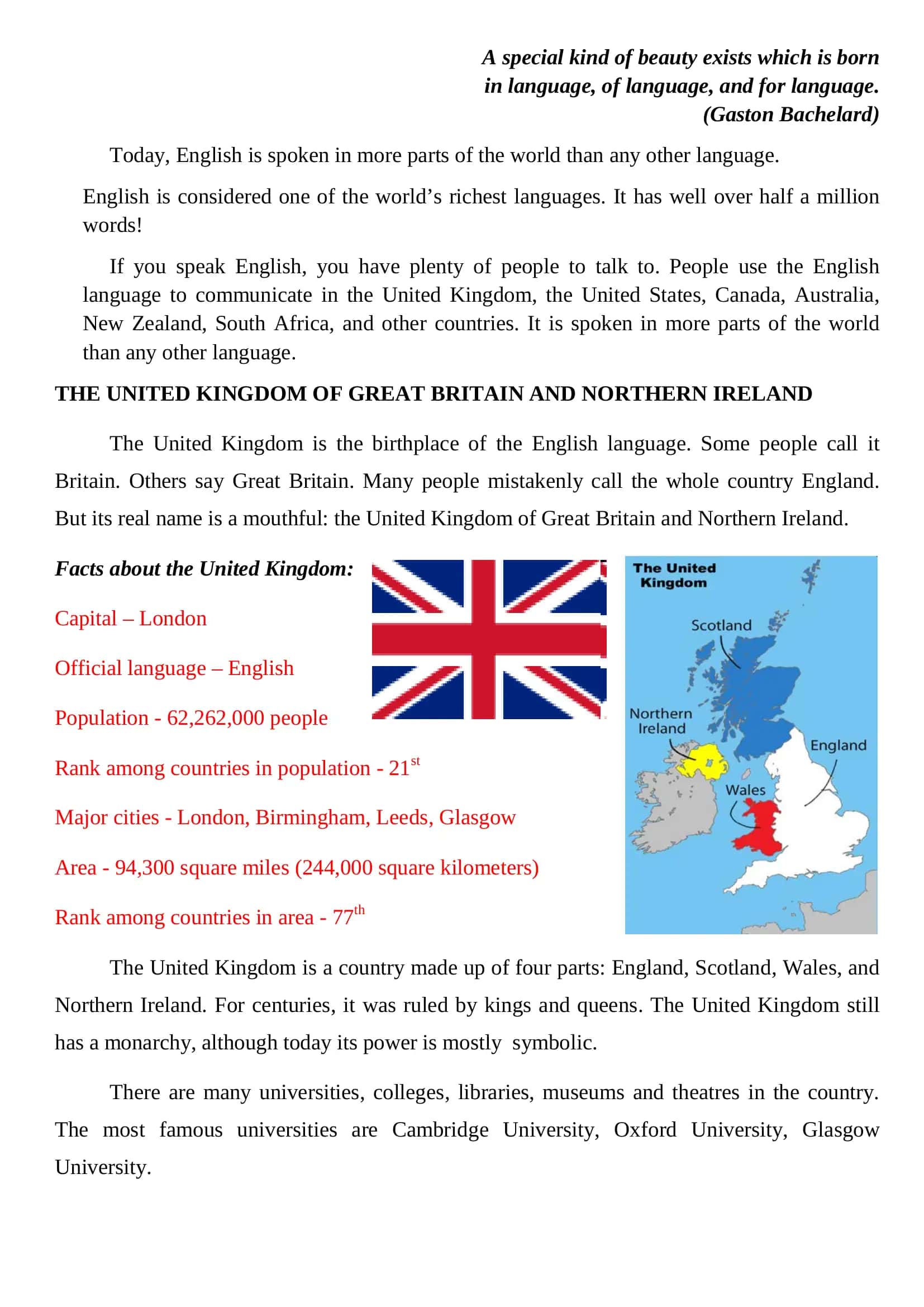 Theme: The world of English-speaking countries 2