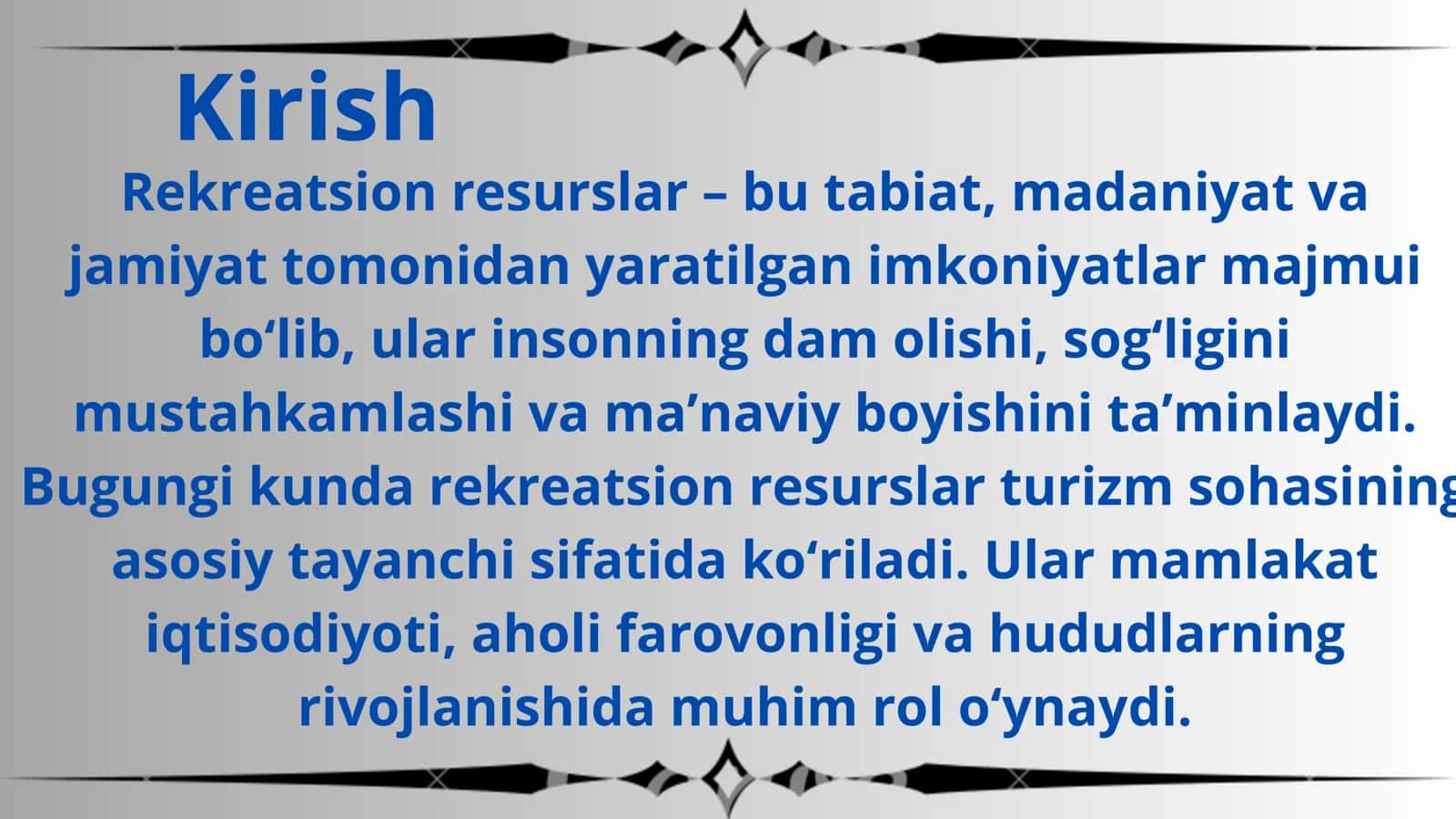 Rekreatsion resurslar 2