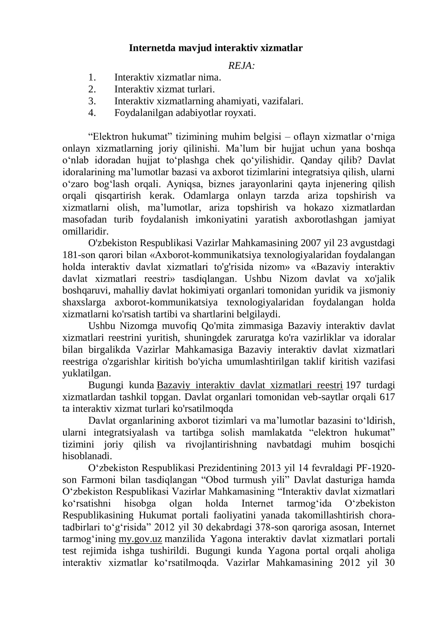 Internetda mavjud interaktiv xizmatlar 2