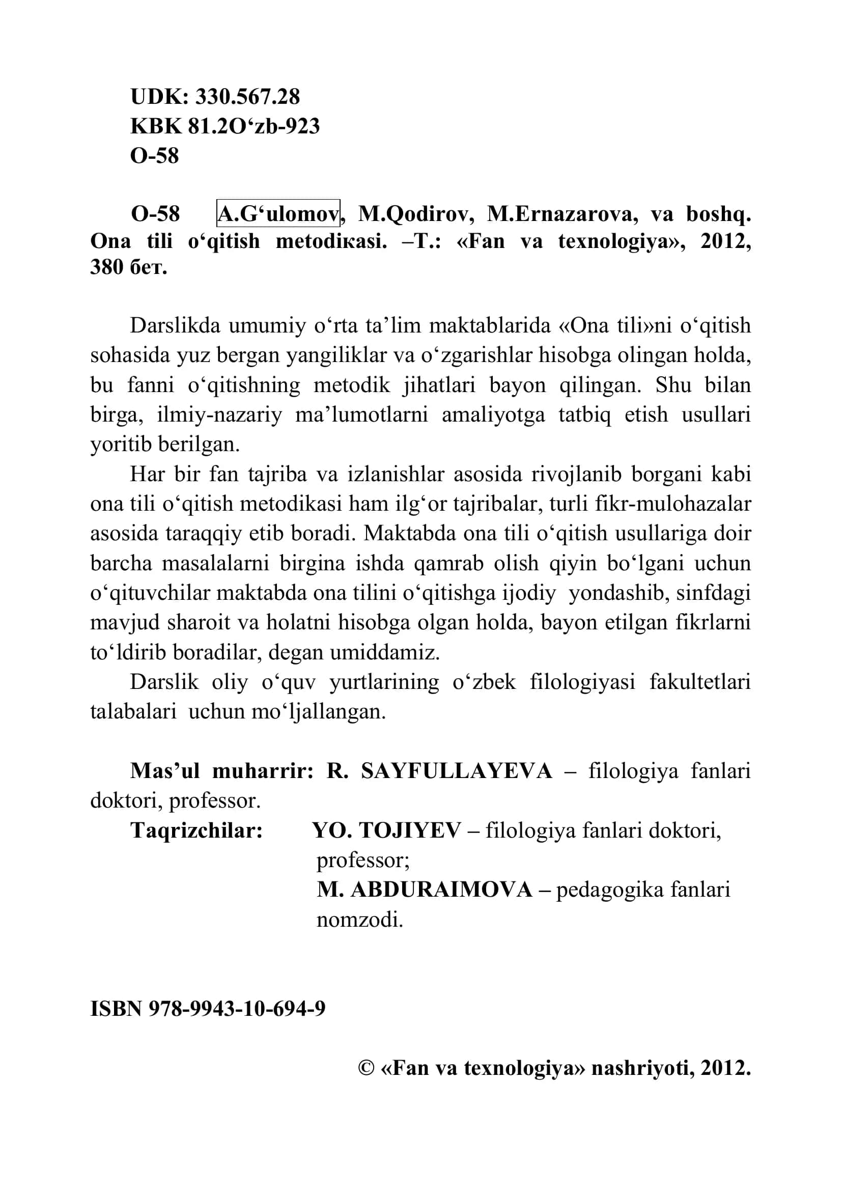 Ona tili o‘qitish metodiкasi 2