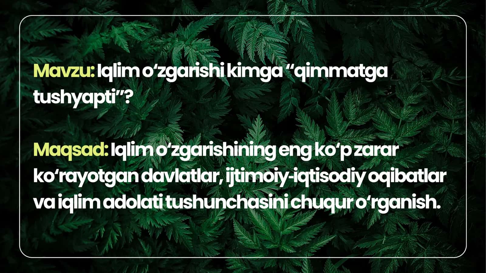 Prezentatsiya. Iqlim o'zgarishi. 2