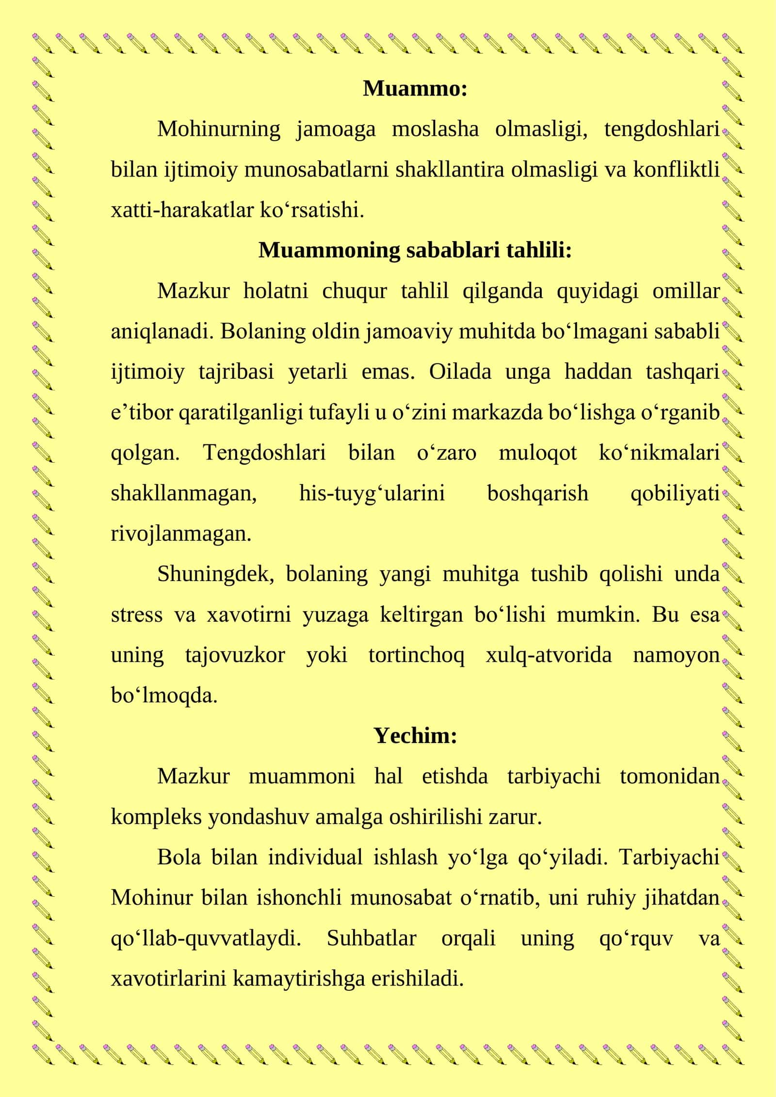 Bolalarning ijtimoiy moslashuvi fanidan 2