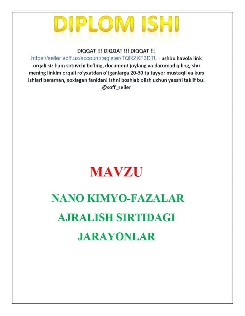 Nano kimyo – fazalar ajralish sirtidagi jarayonlar 2