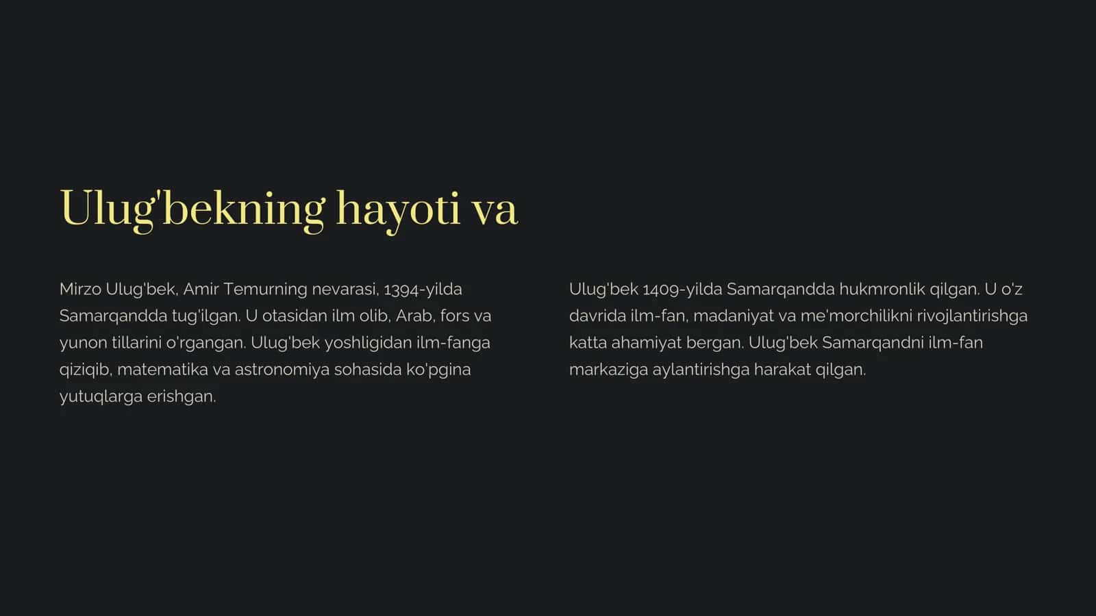 Mirzo Ulug'bek - Davlat 2