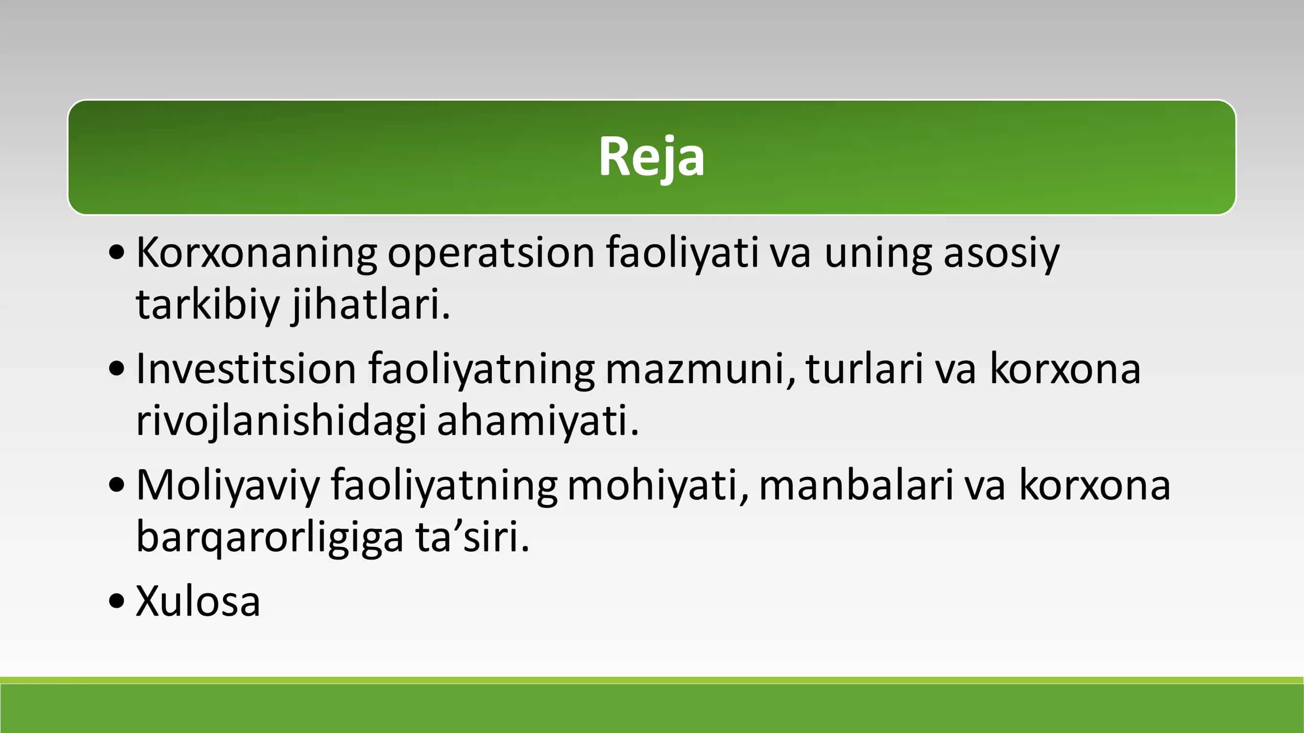 Korxona faoliyatining turlari 2