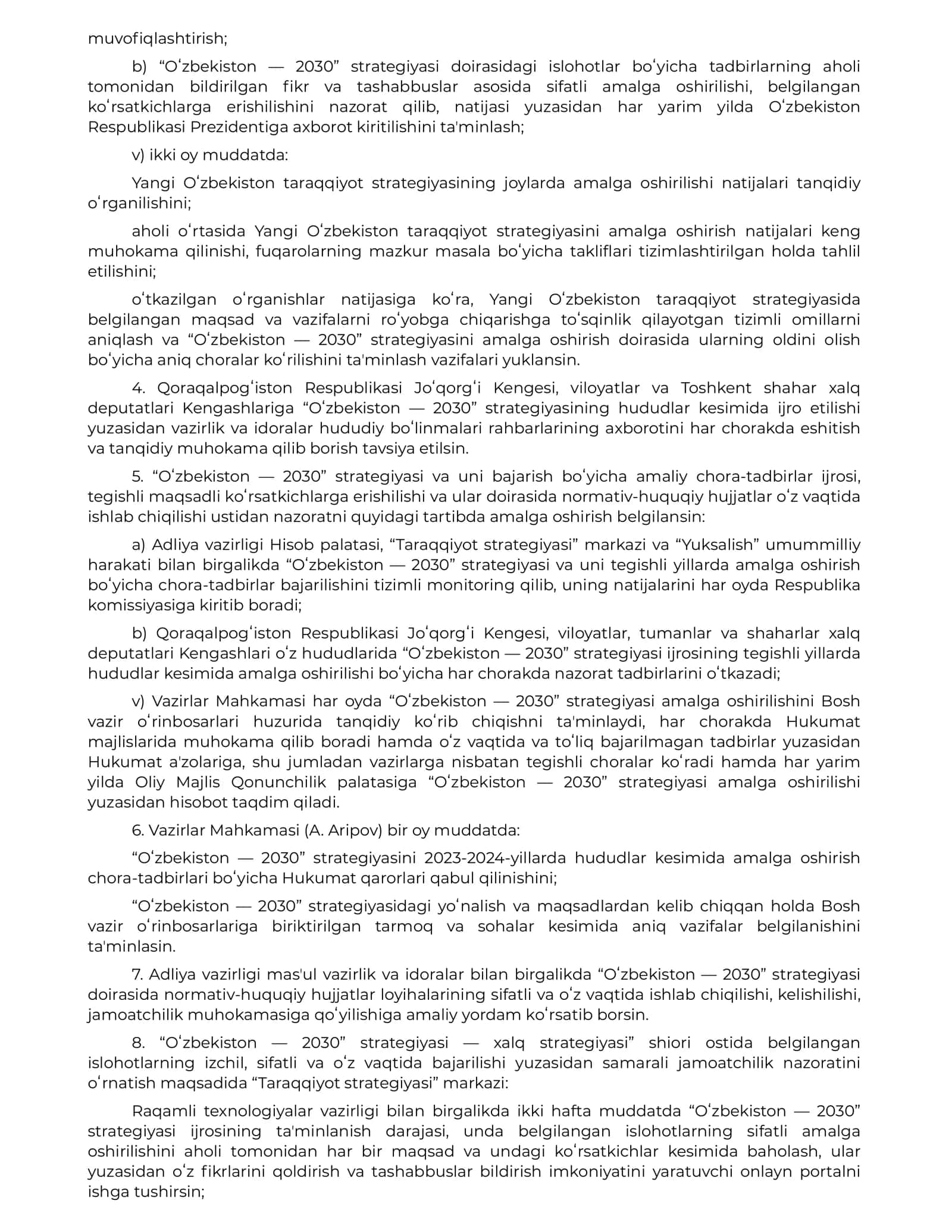 “OʻZBEKISTON — 2030” STRATEGIYASI TOʻGʻRISIDA 2