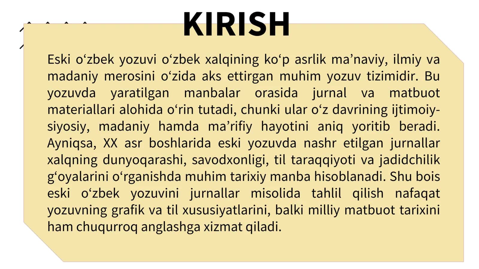 Eski o‘zbek yozuvi jurnallar misolida 2