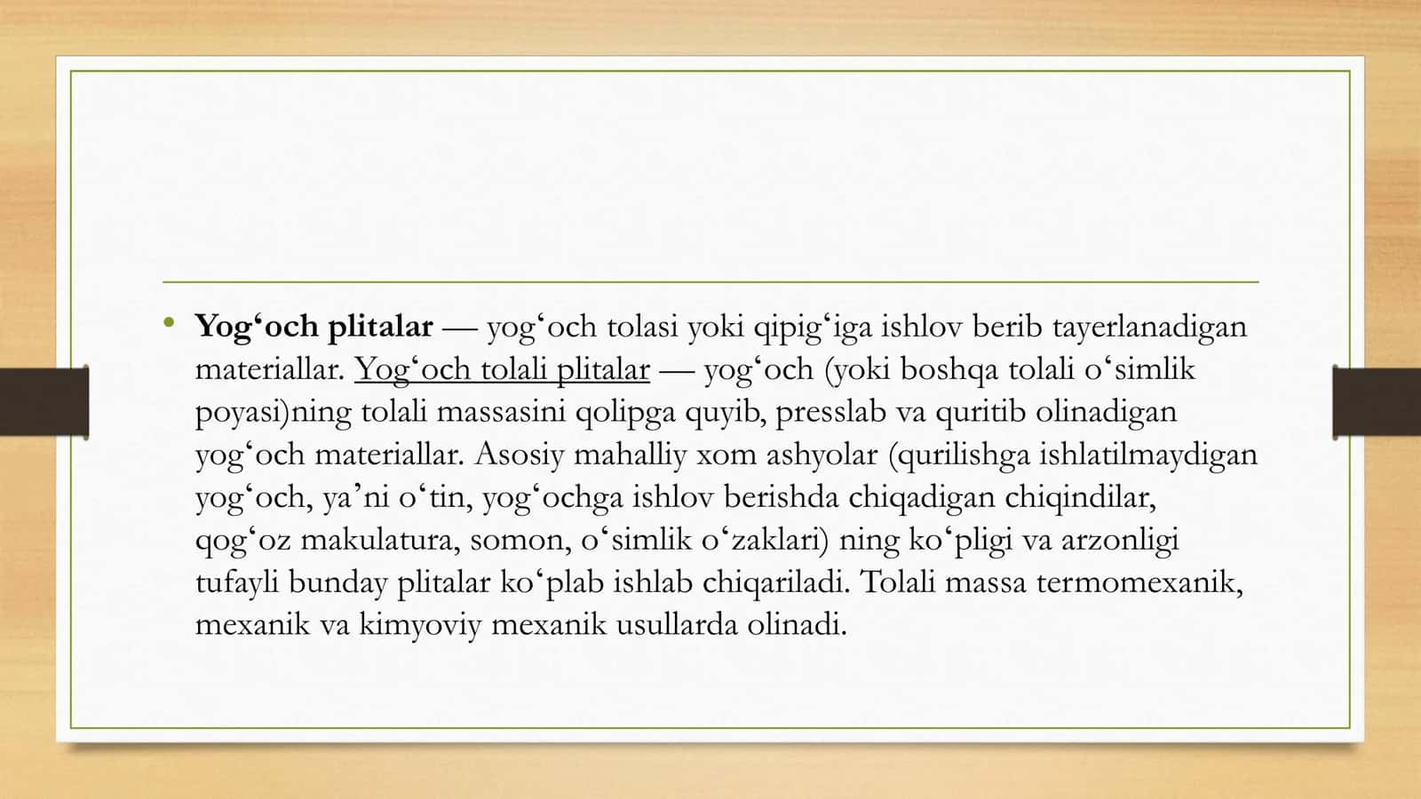Yo`g`och plitalar 2