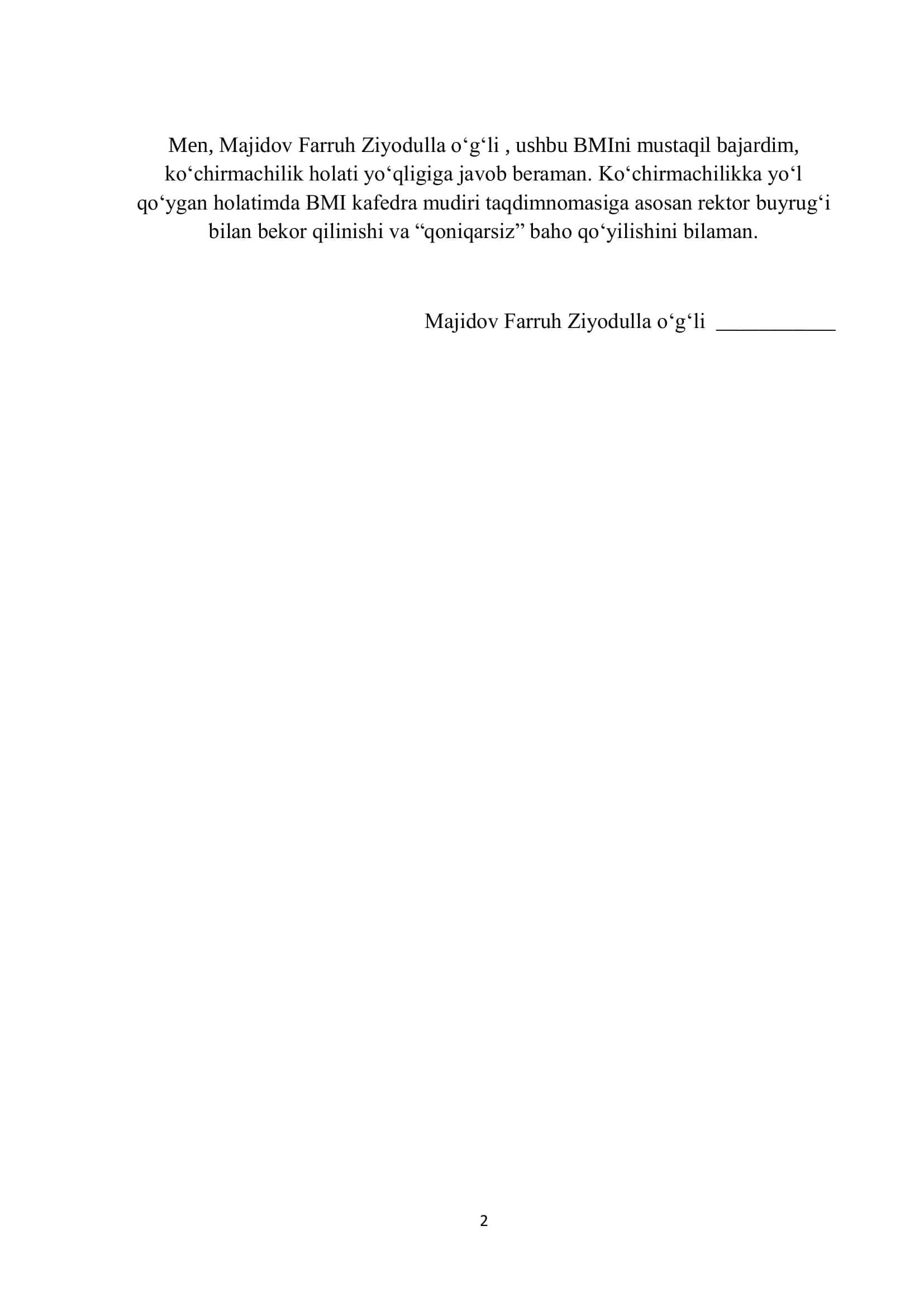 "G‘Azanachilik ishi" bakalavr darajasini olish 2