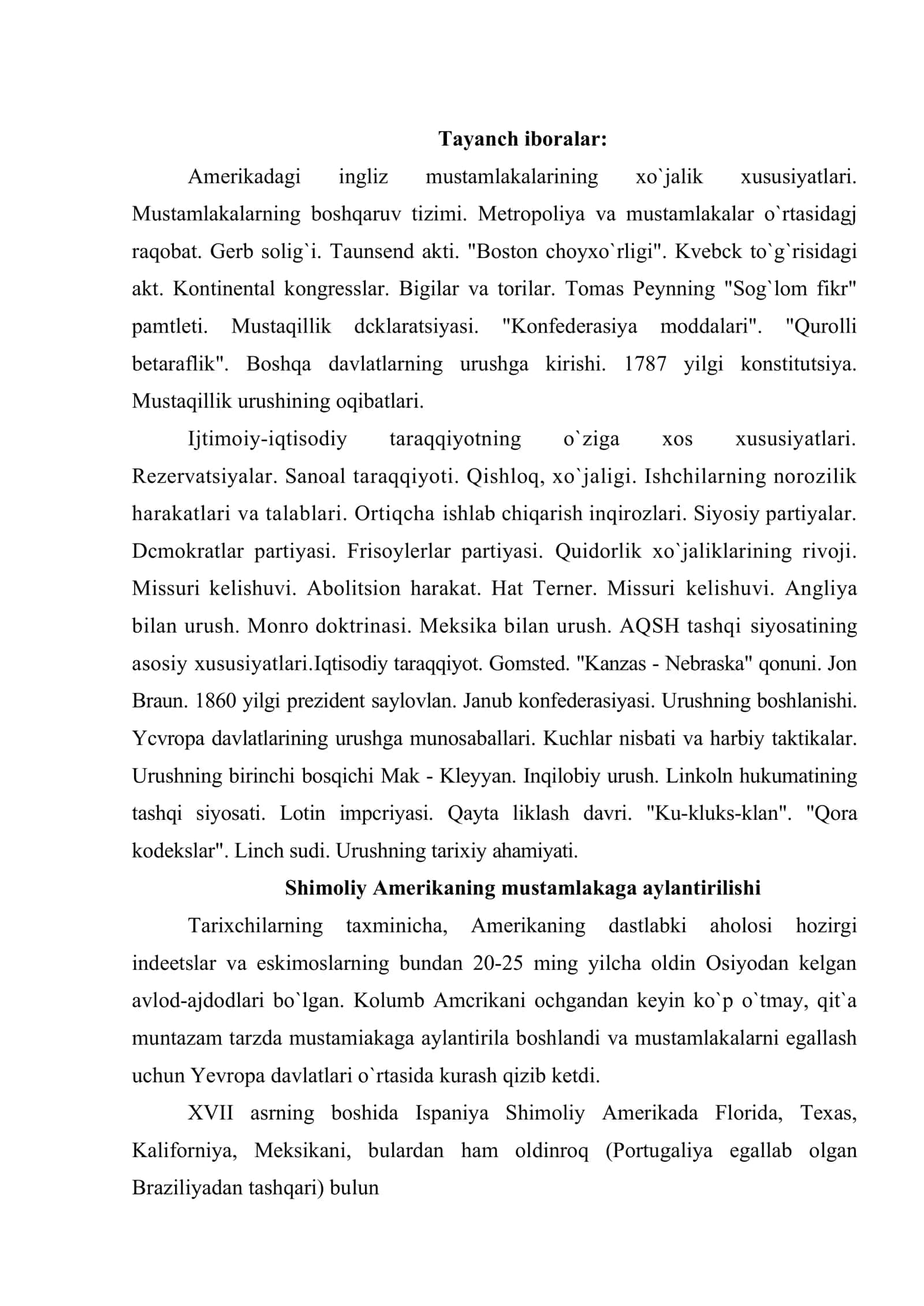 XVII asr o`rtalari va XIX asrlarda AQSH 2