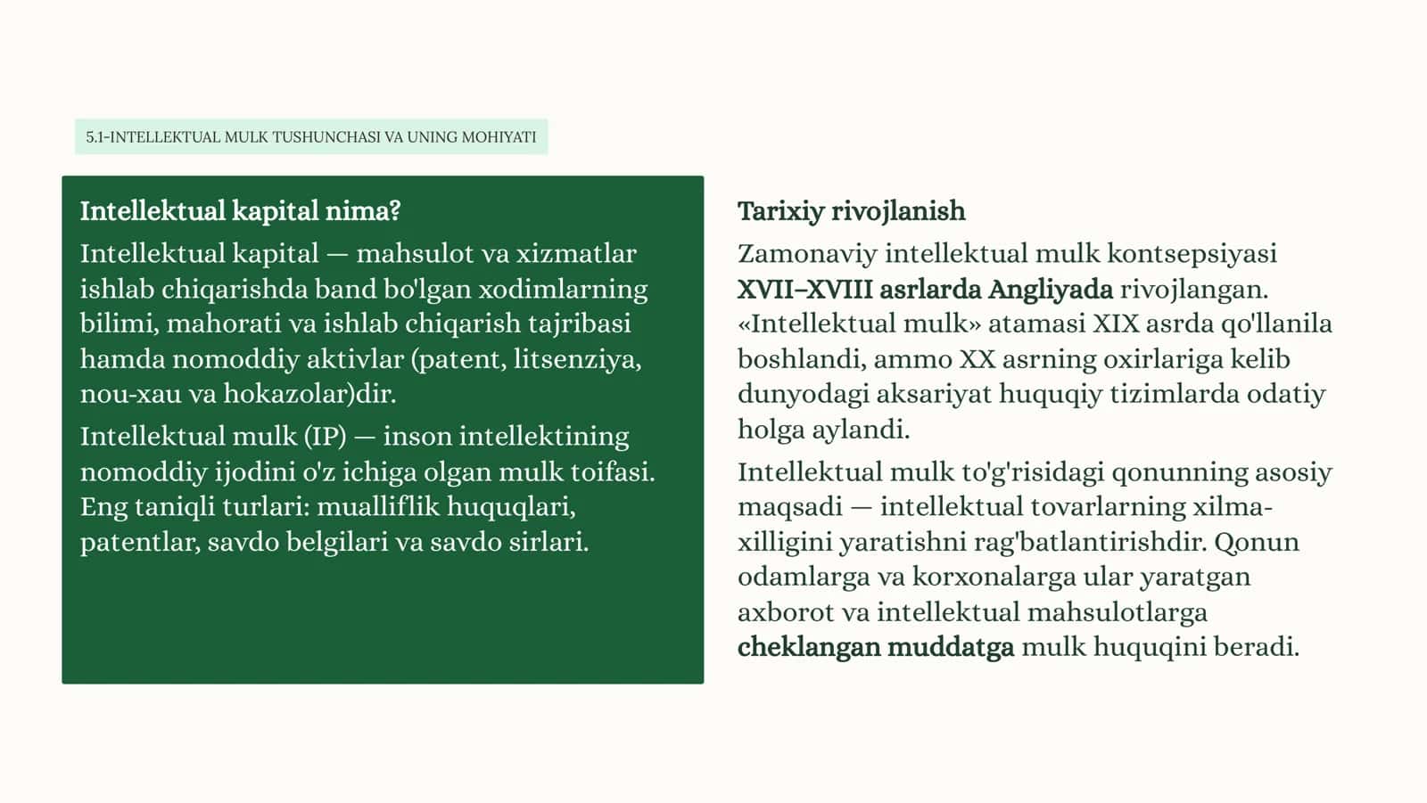 5-Bob. Intelektual mulk va uning turizmdagi o'rni 2