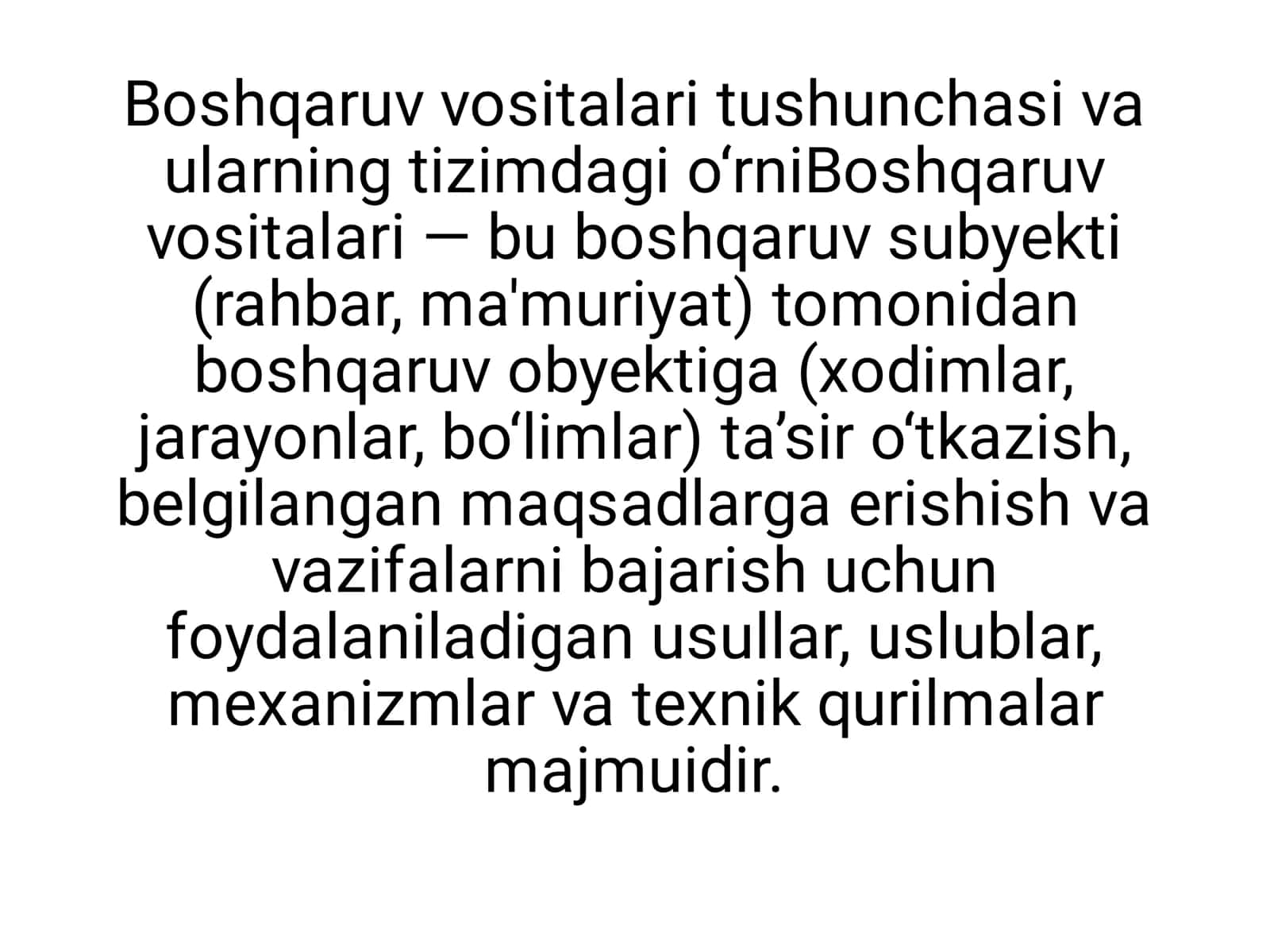 Boshqaruv vositalarining vazifalari 2