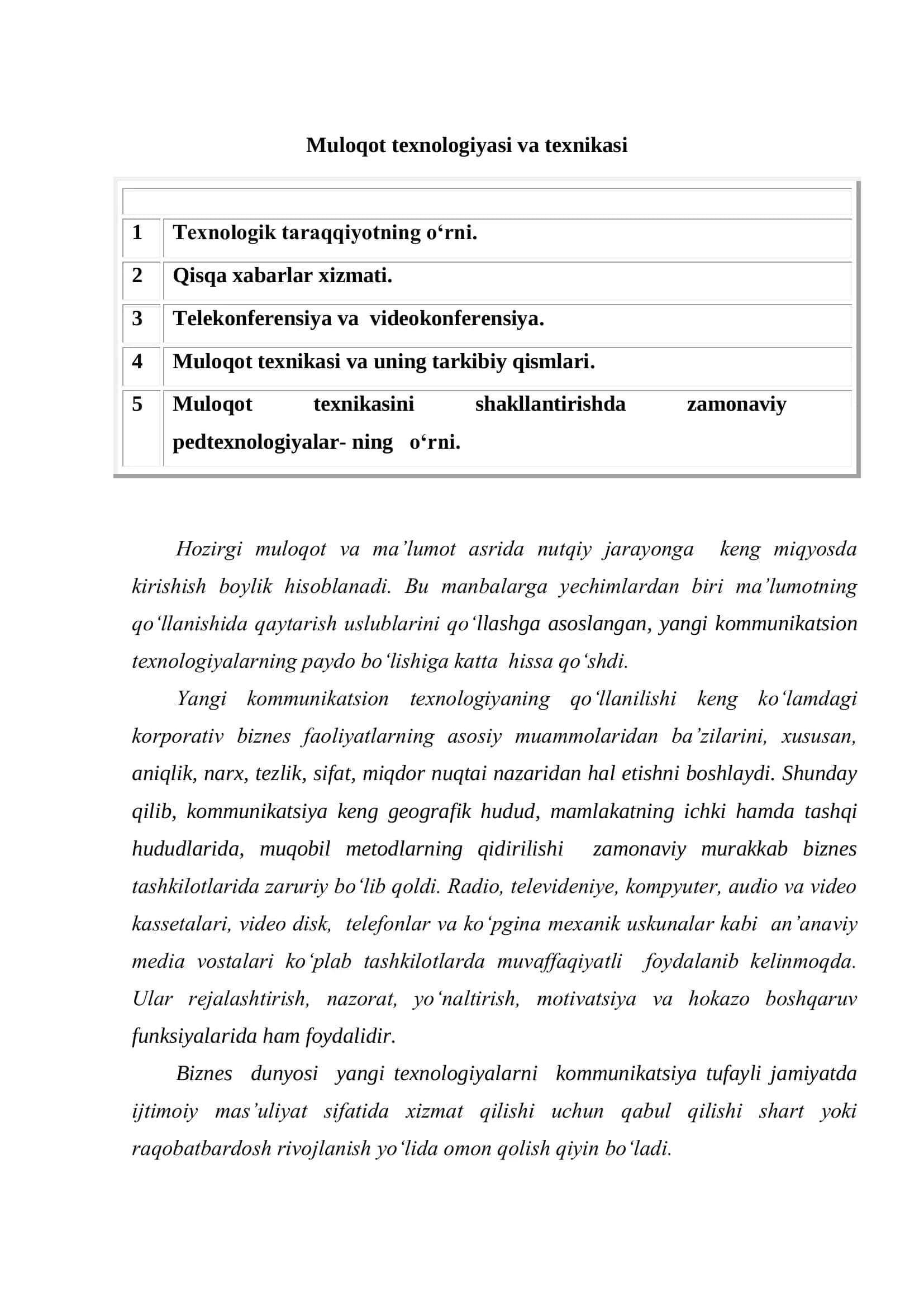 Muloqot texnologiyasi va texnikasi 2