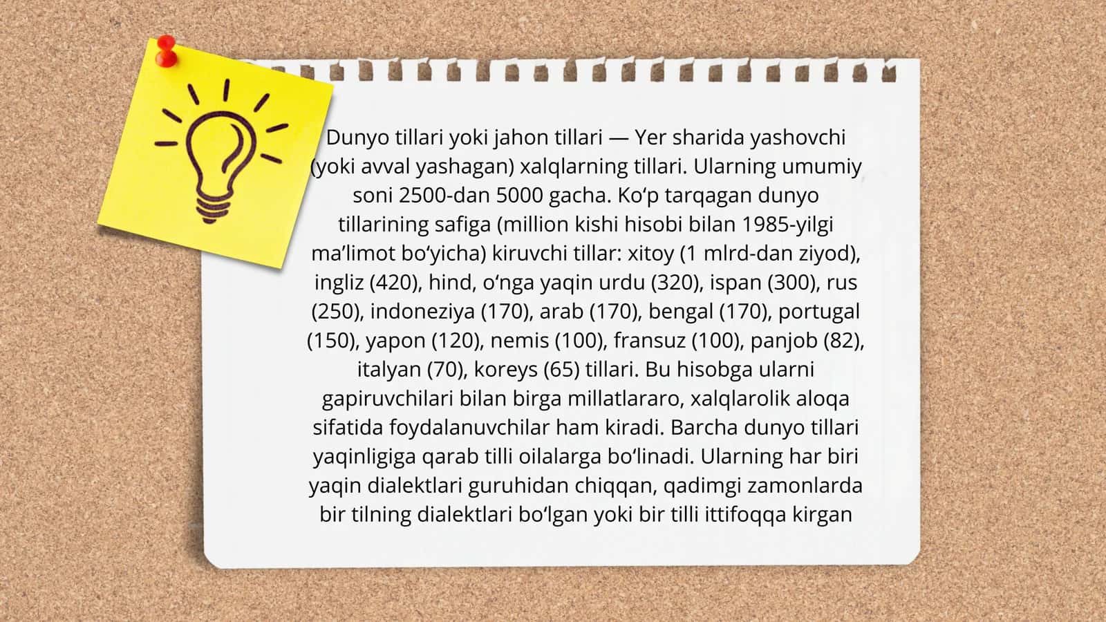 Dunyo tillarining tasnifi 2