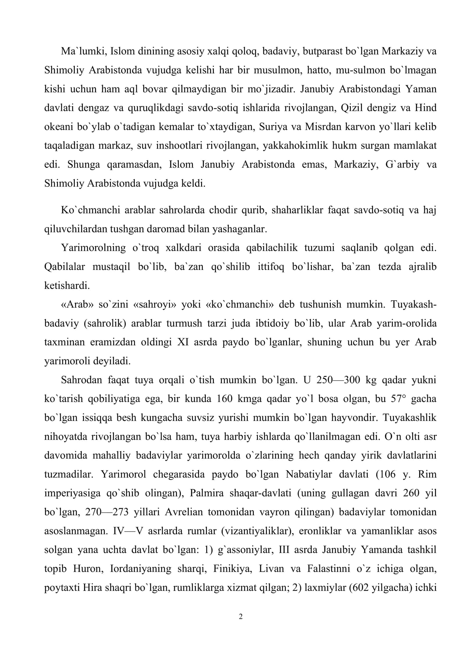 Muhammad payg`ambar (s.a.v.) va Islomning paydo bo`lishi 2