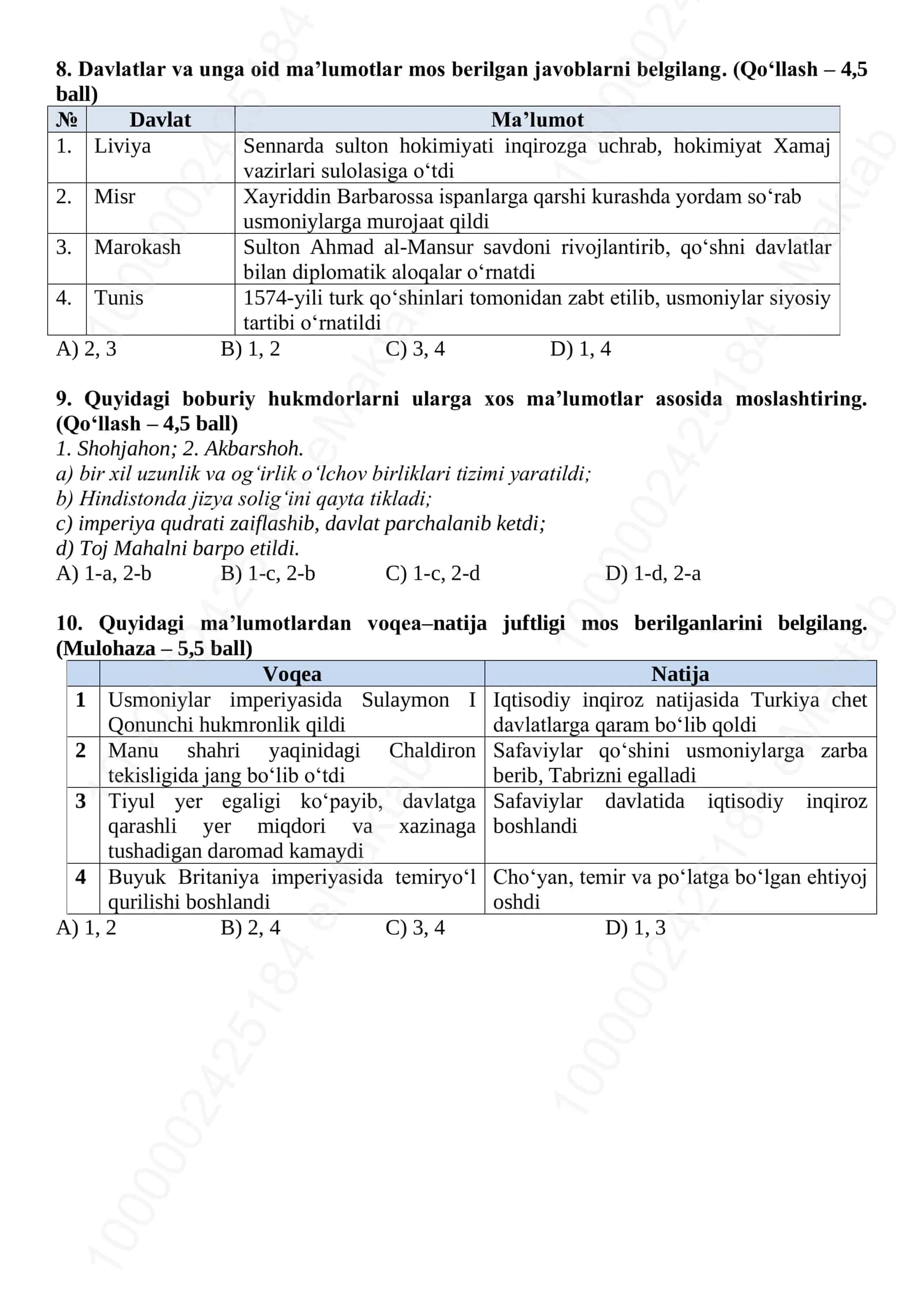9-SINF. JAHON TARIXI СHSB–2 2