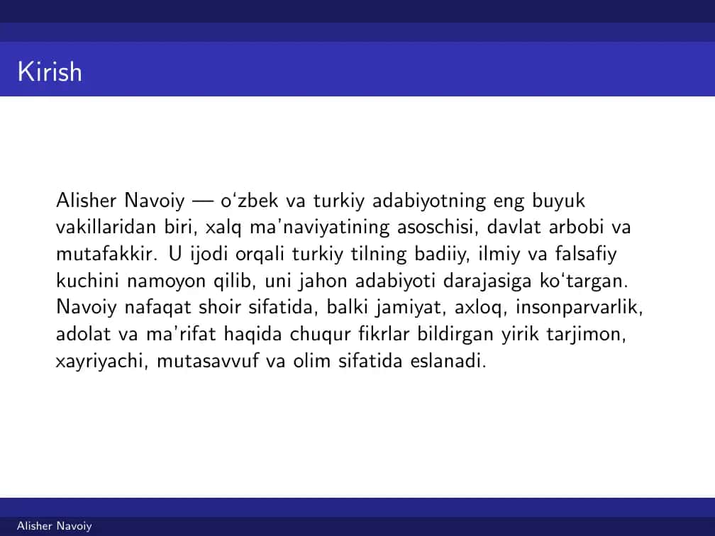 Alisher Navoiy hayoti, ijodi va merosi 2