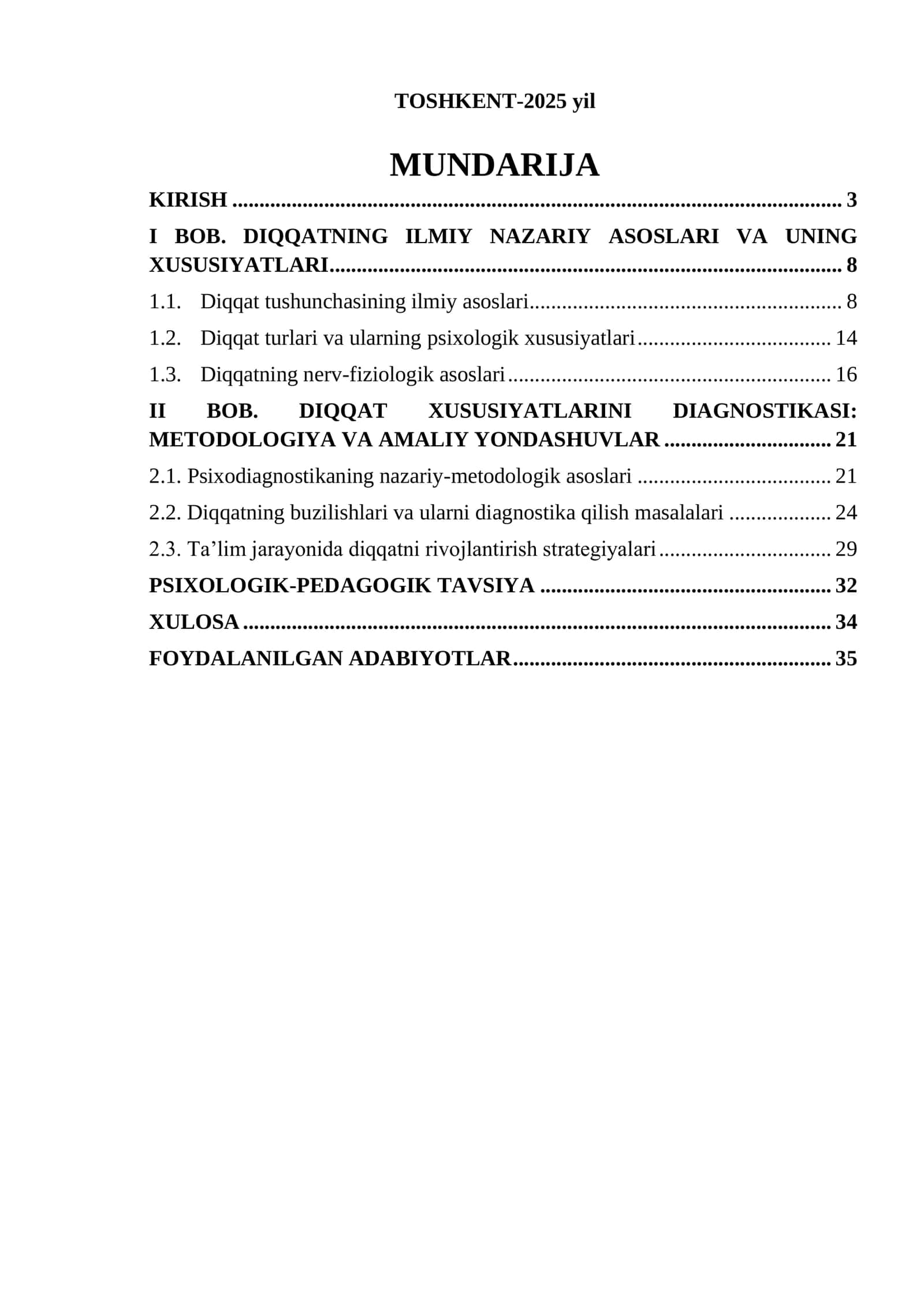 Diqqat xususiyatlari diagnostikasi 2