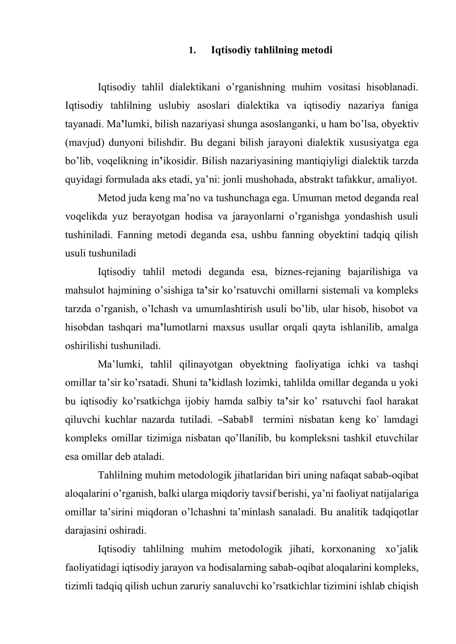 Iqtisodiy tahlilning metodi va usullari 2