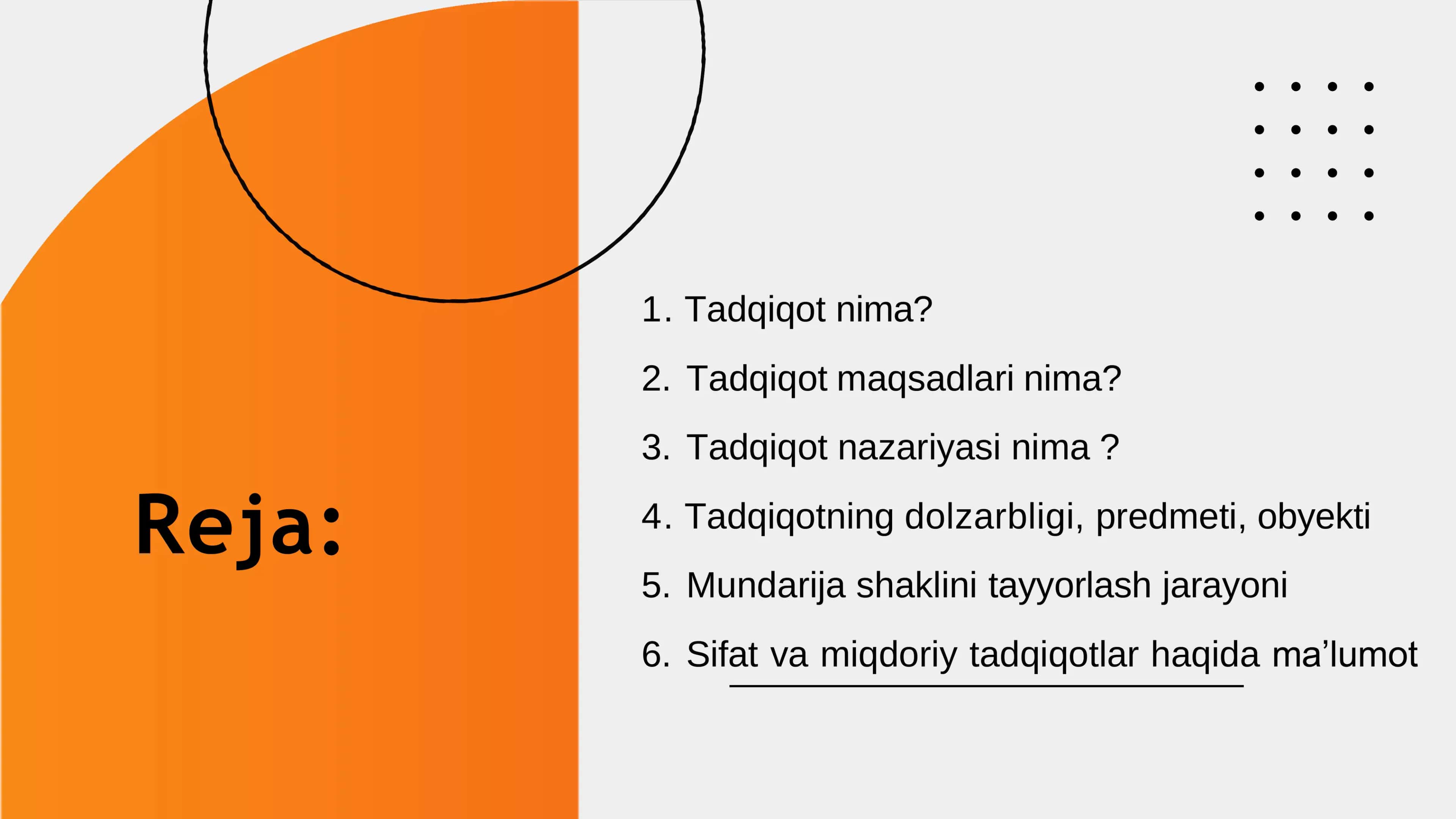 Tadqiqot loyihasi strukturasini shakillantirish 2