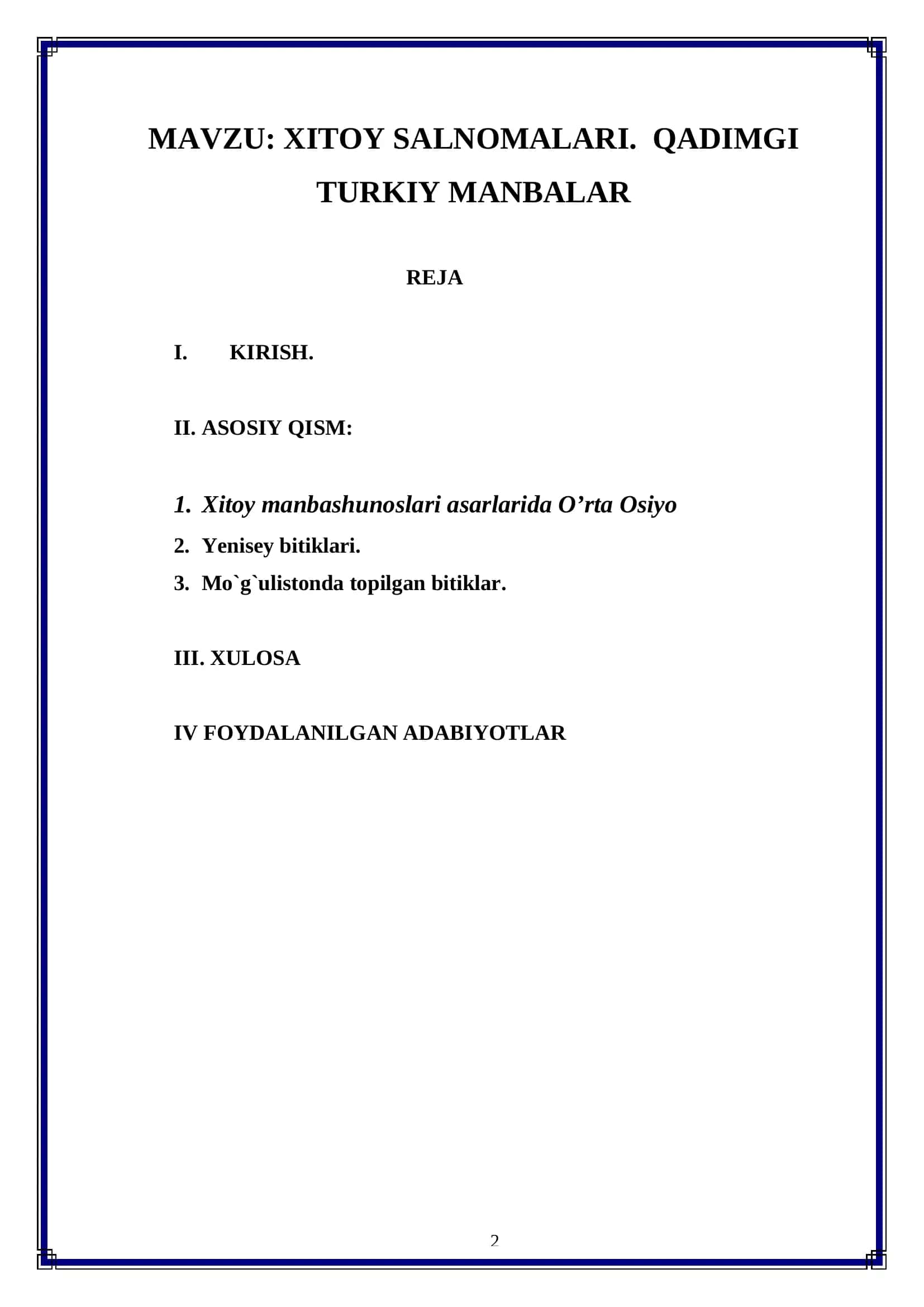 XITOY SALNOMALARI. QADIMGI TURKIY MANBALAR 2