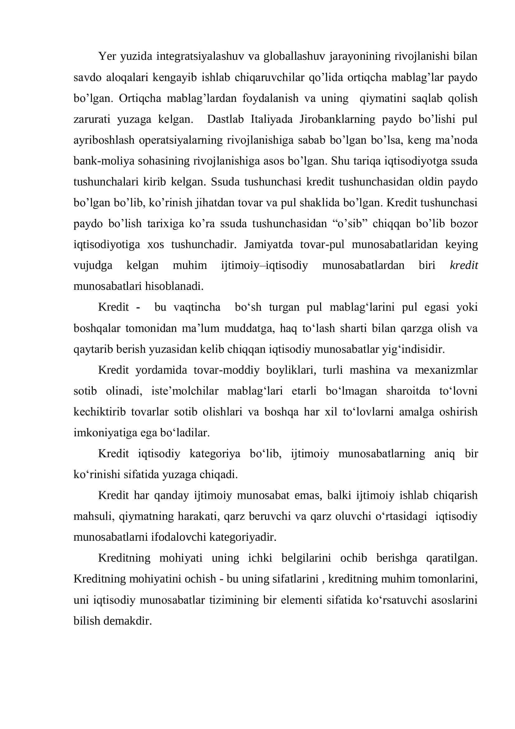Kredit mexanizmi tushunchasi 2