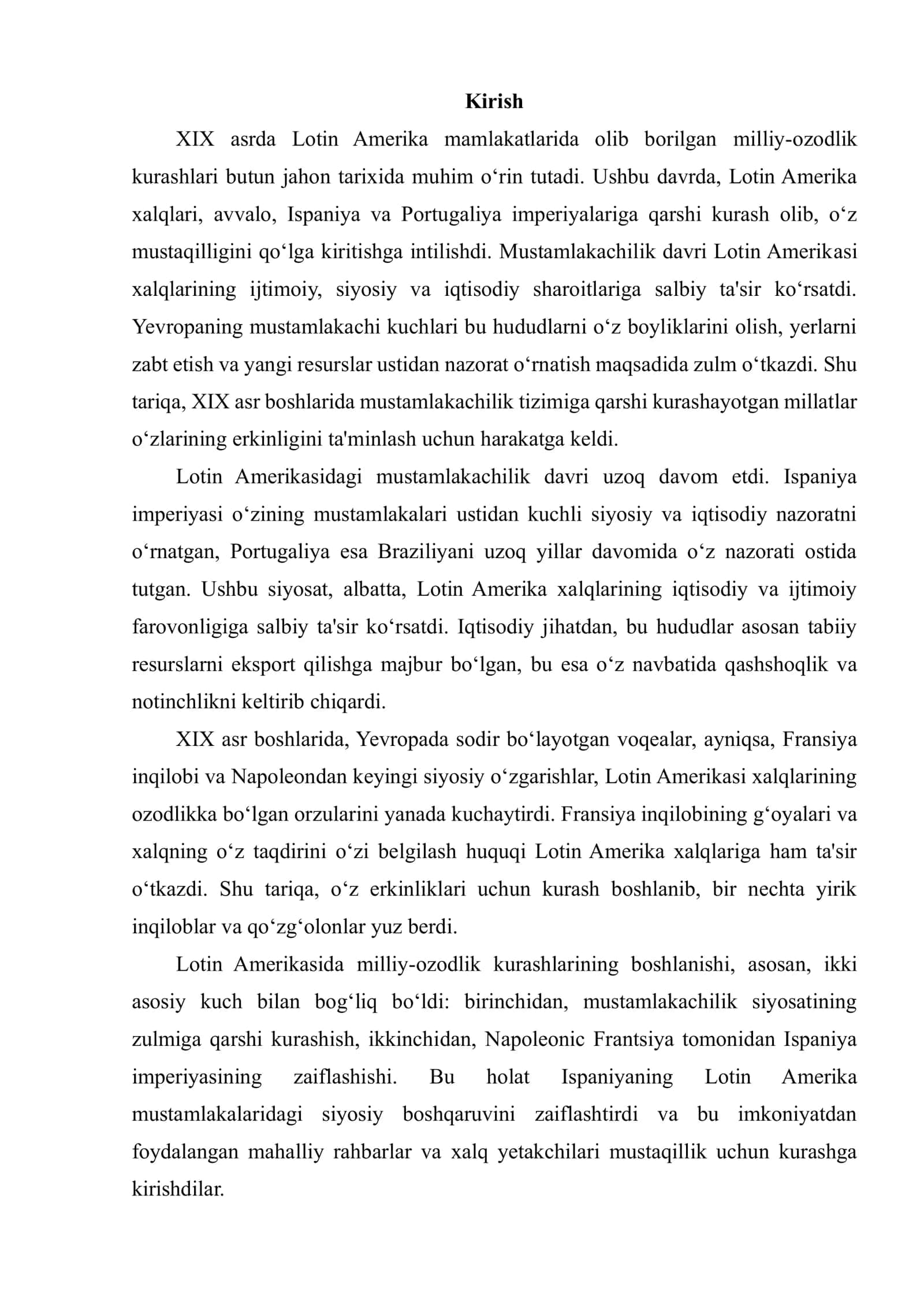 XIX ASRDA LOTIN AMERIKASIDAGI MILLIY-OZODLIK KURASHLARI 2
