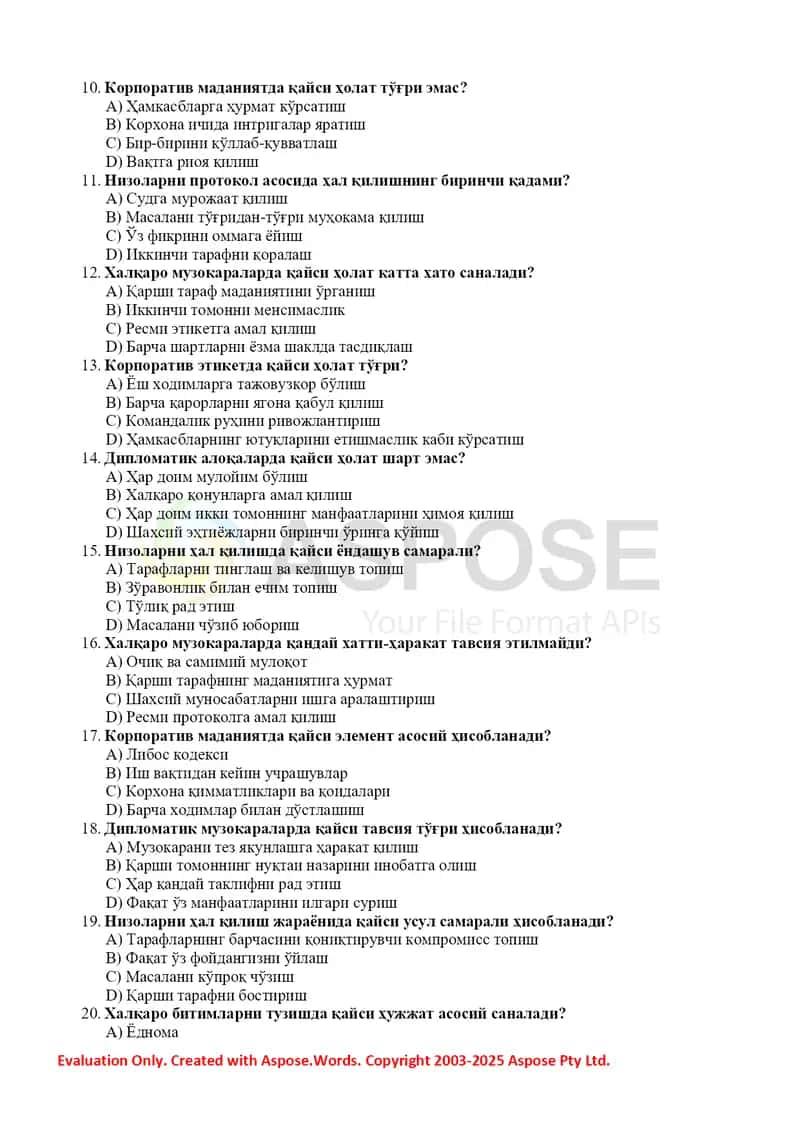 Test Protokol va etiket 2