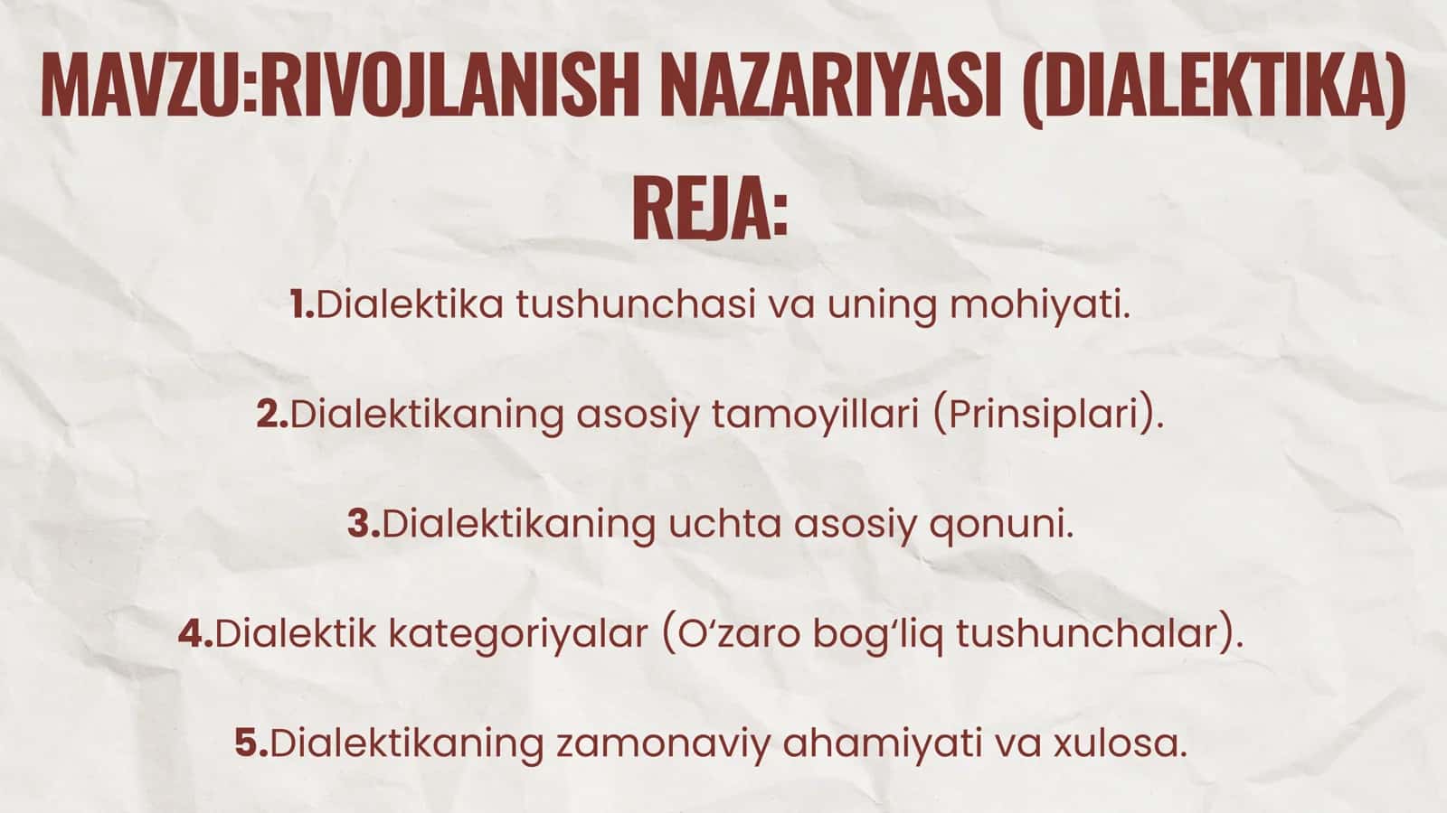 RIVOJLANISH NAZARIYASI (DIALEKTIKA) 2