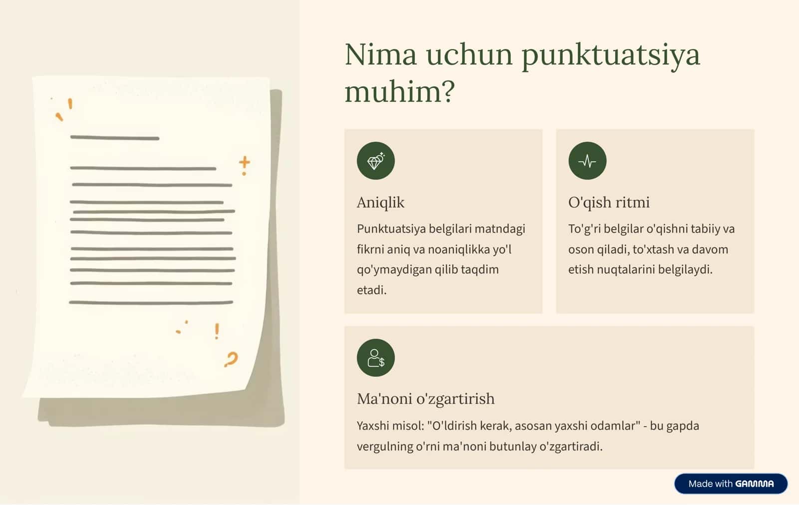 Punktuatsiya:  Savodxonlikning asosi 2