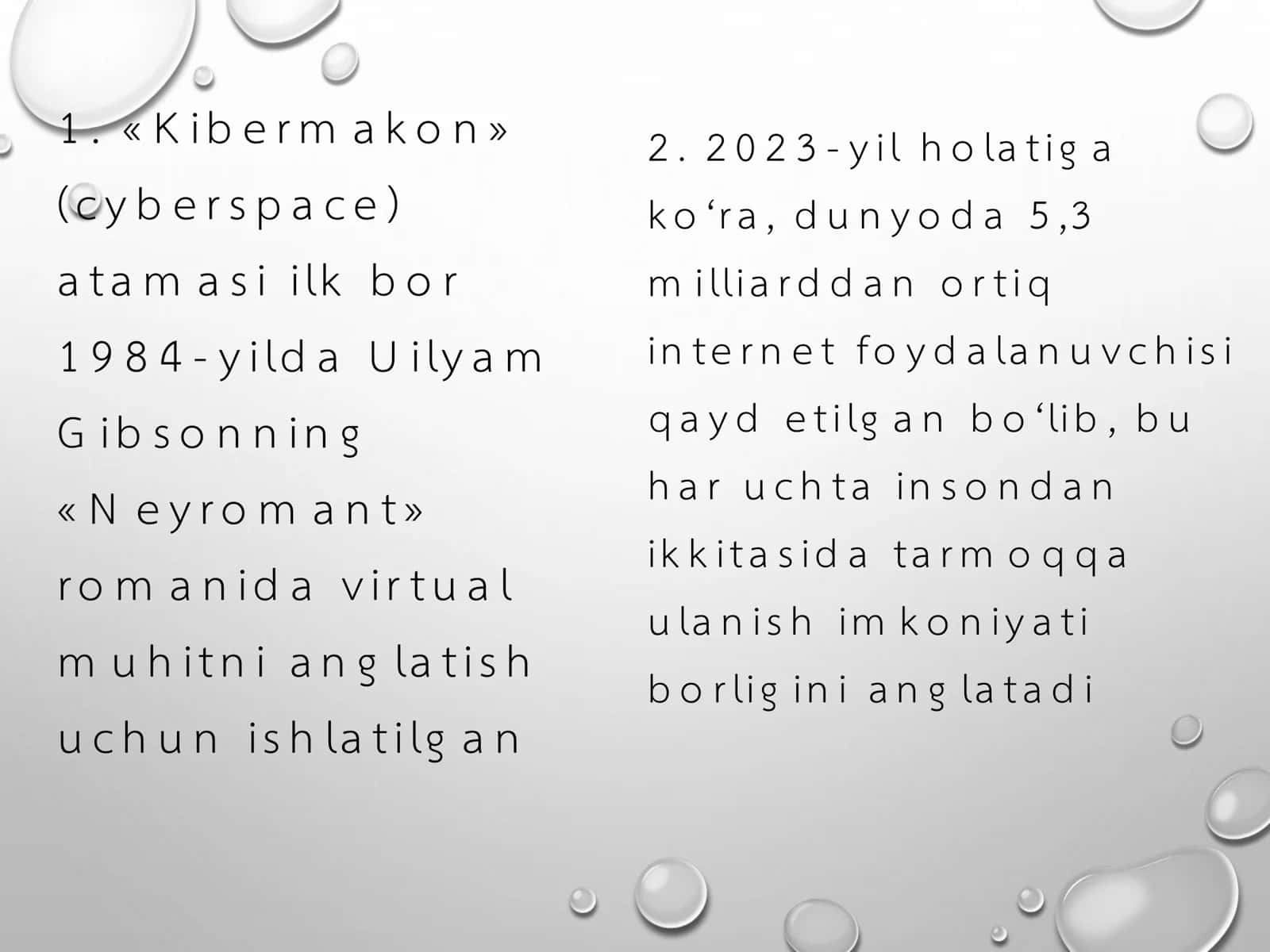 DINLARNI KOBERMAKONDA RIVOJLANISH DINAMIKASI 2