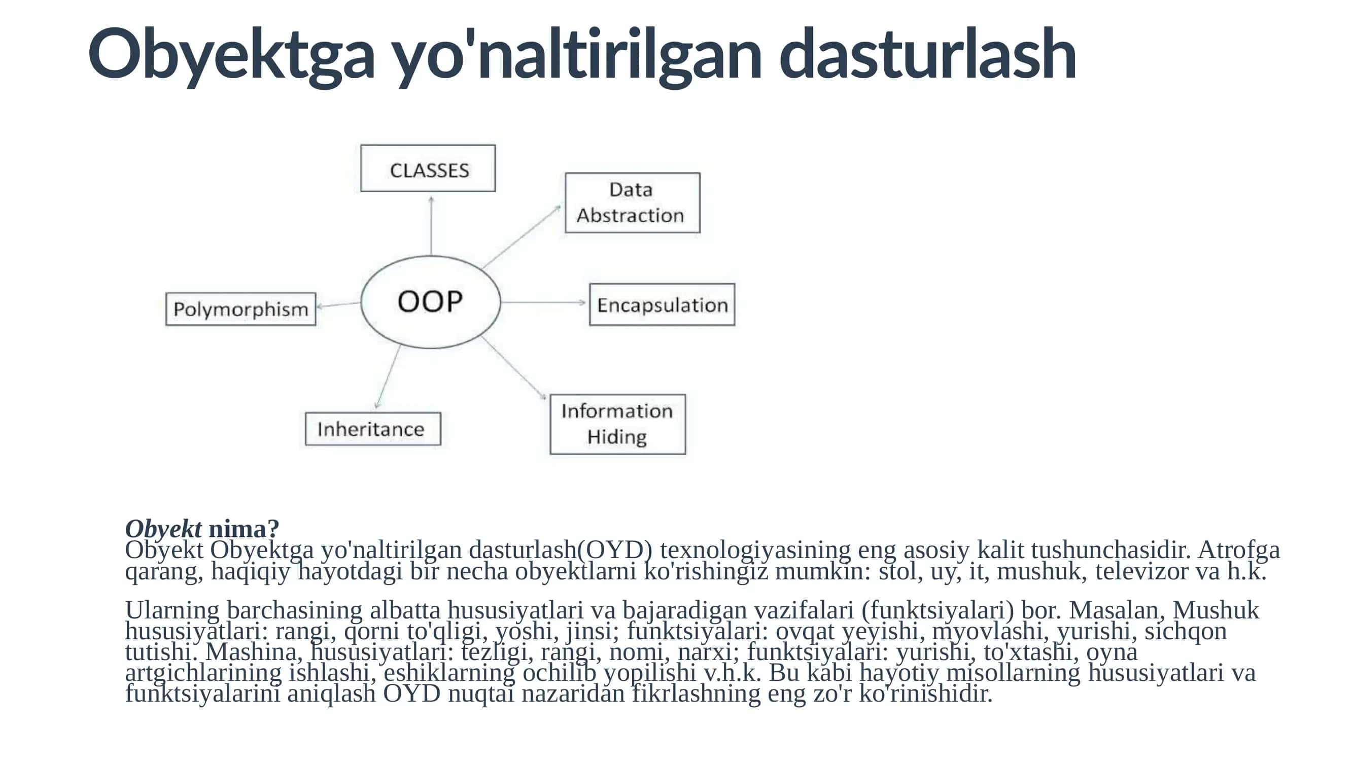 Obyektga yo’naltirilgan paradigma 2