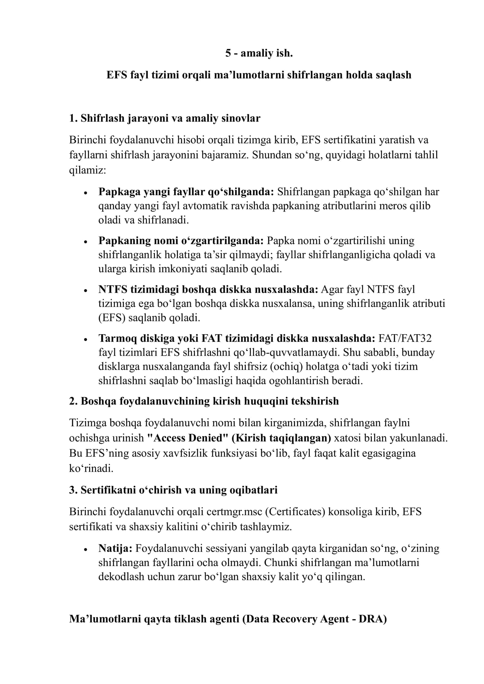EFS Fayl Tizimi 2