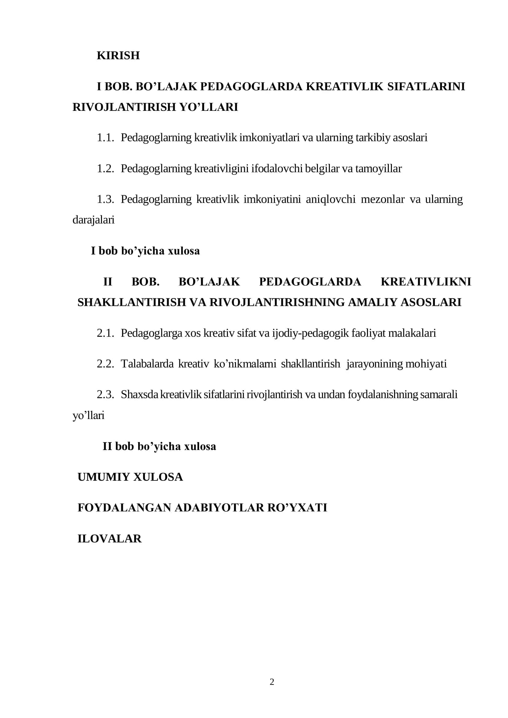 BO‟LAJAK PEDAGOGLARDA KREATIVLIKNI SHAKLLANTIRISH VA RIVOJLANTIRISH YO‟LLARI 2